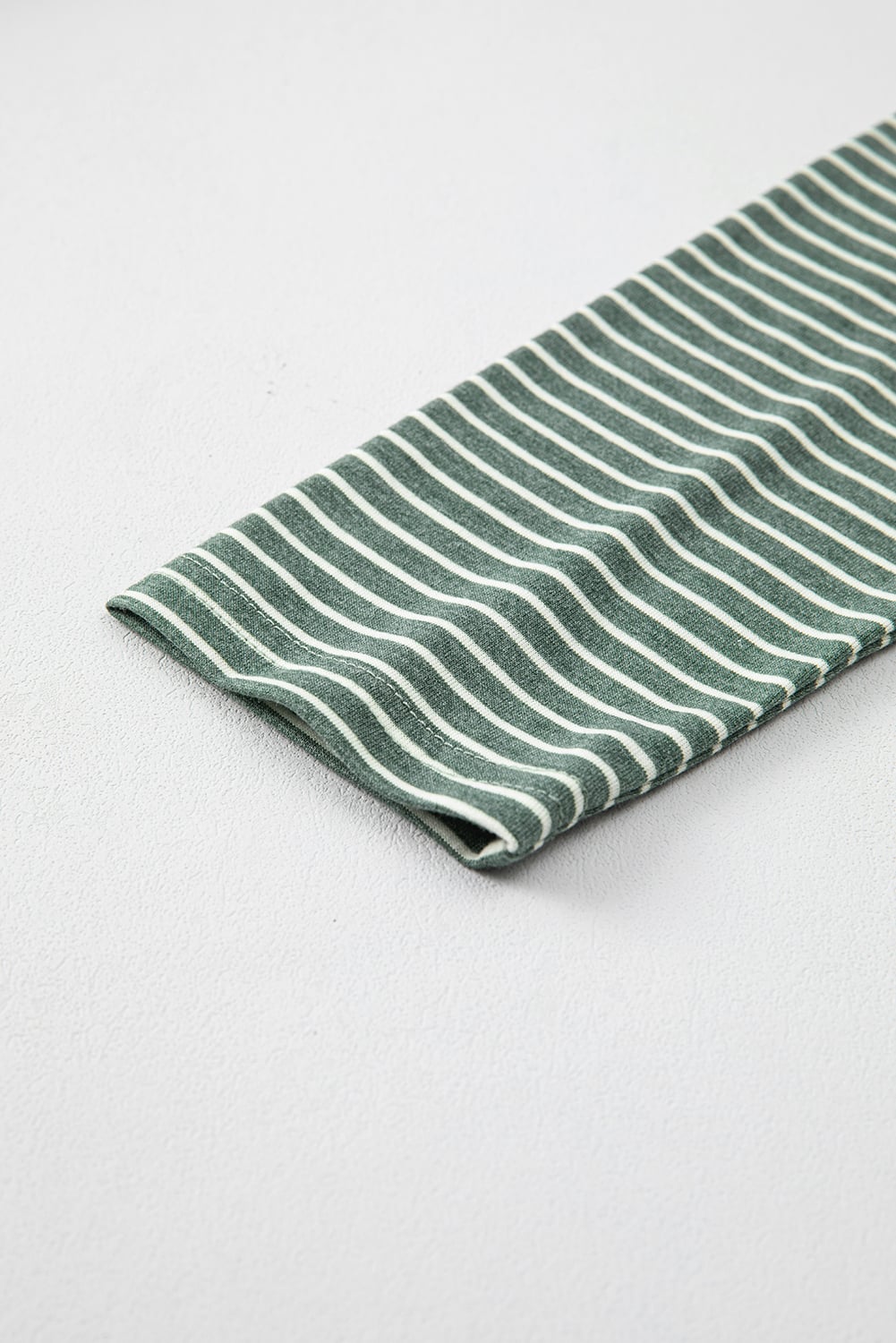 Green Stripe V Neck Stretchy Long Sleeve Top