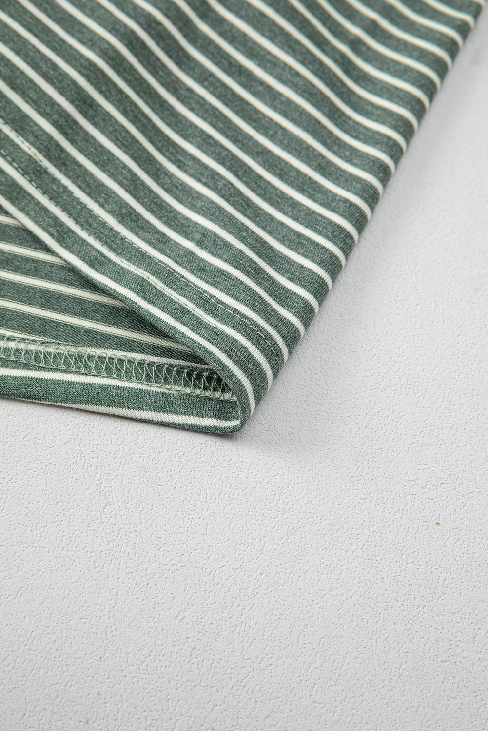 Green Stripe V Neck Stretchy Long Sleeve Top