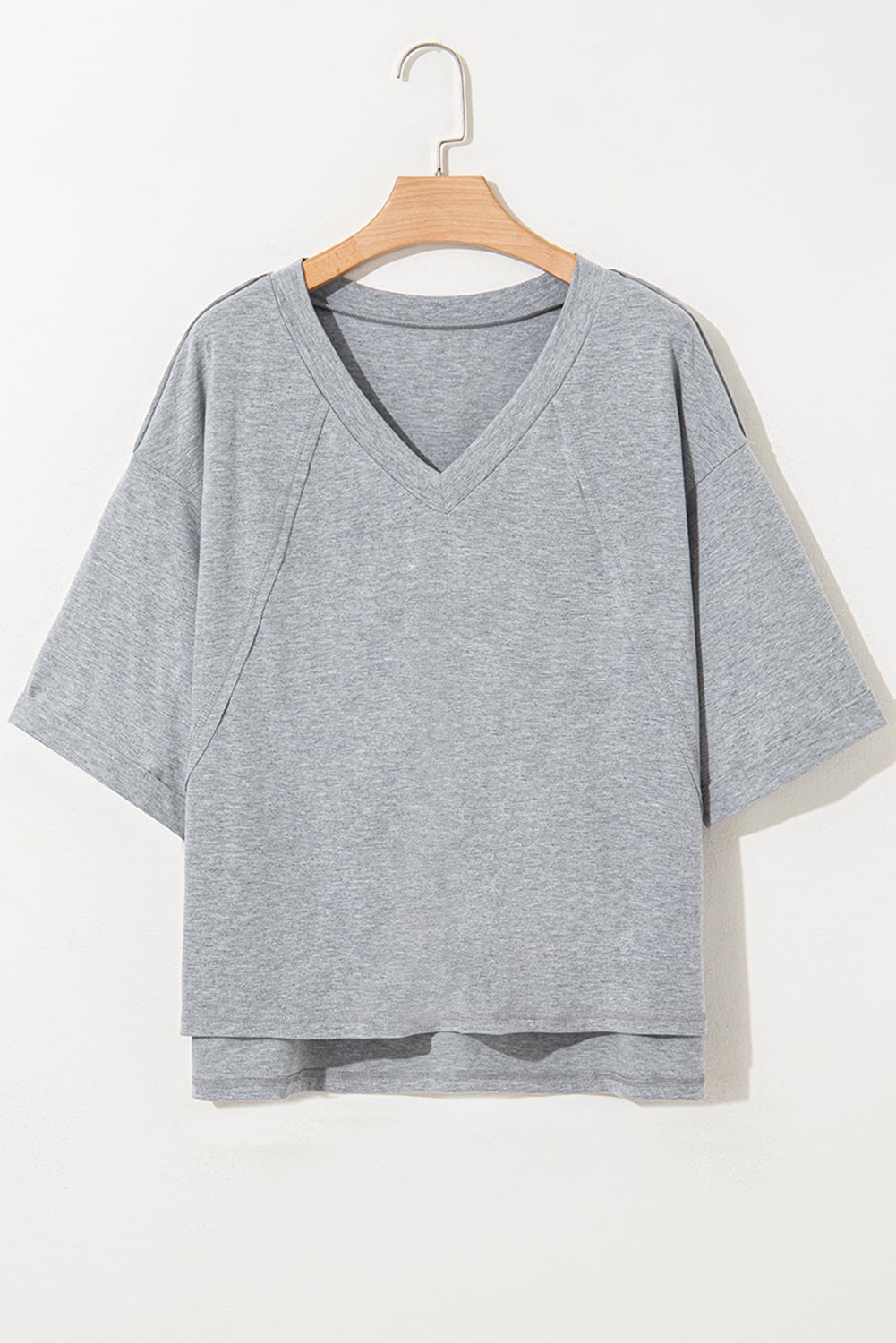 High Raglan Half Sleeve V Neck Oversized T Shirt