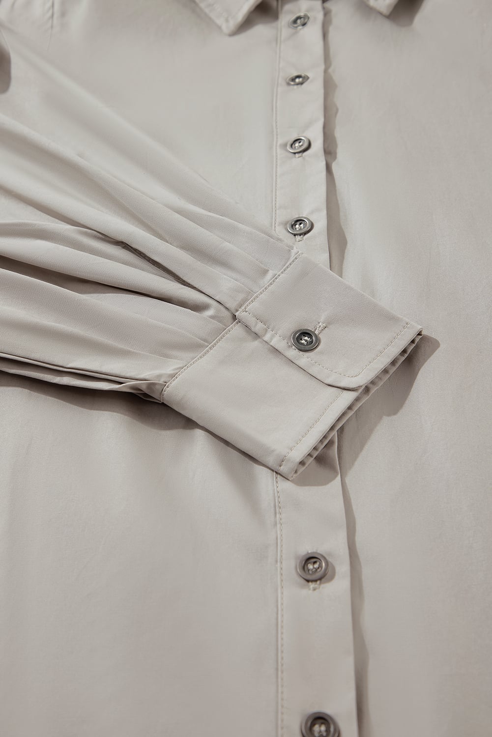 High Solid Color Balloon Sleeve Side Slits Loose Fit Shirt