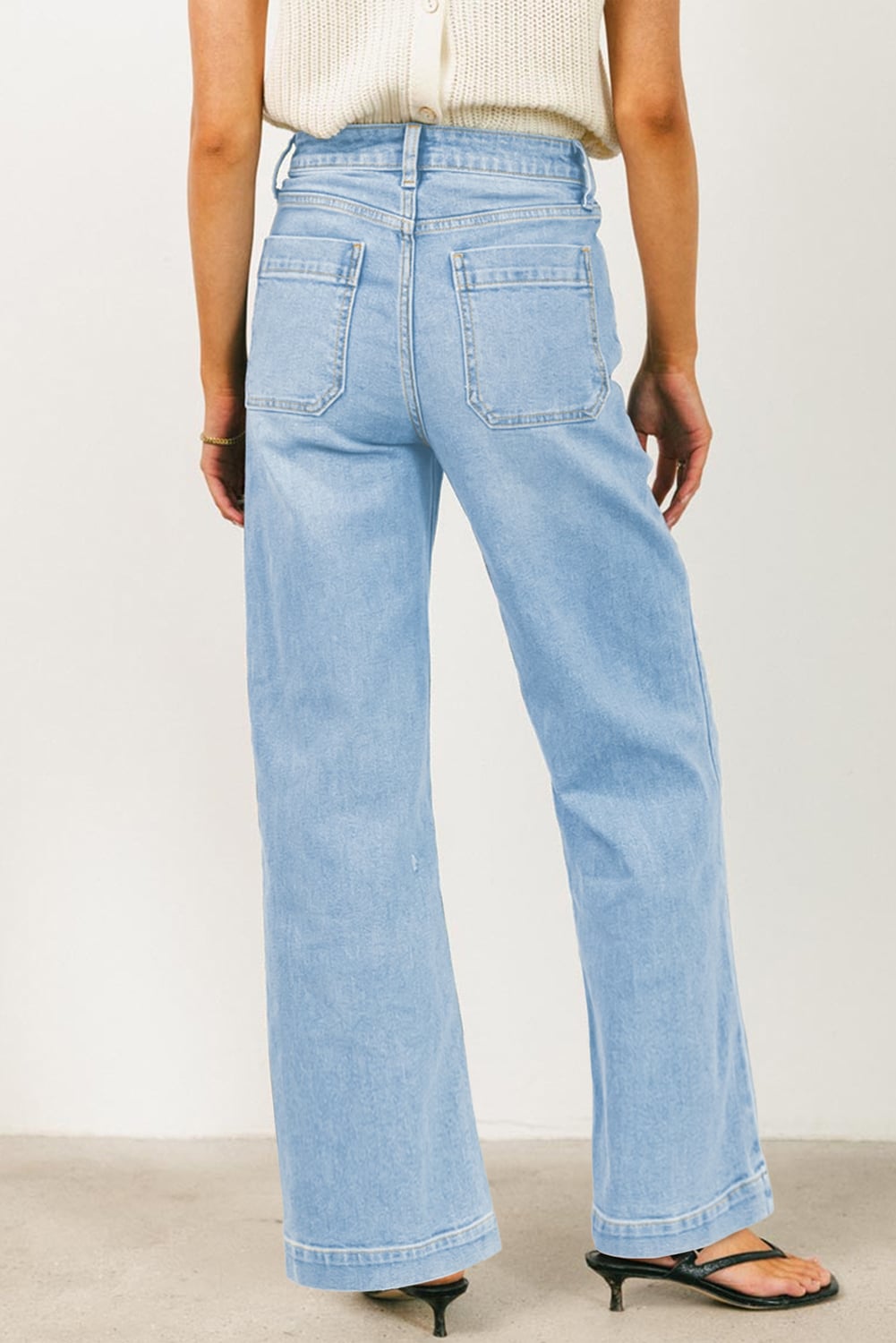 Iceland Blue Square Patch Pocket High Rise Shift Jeans
