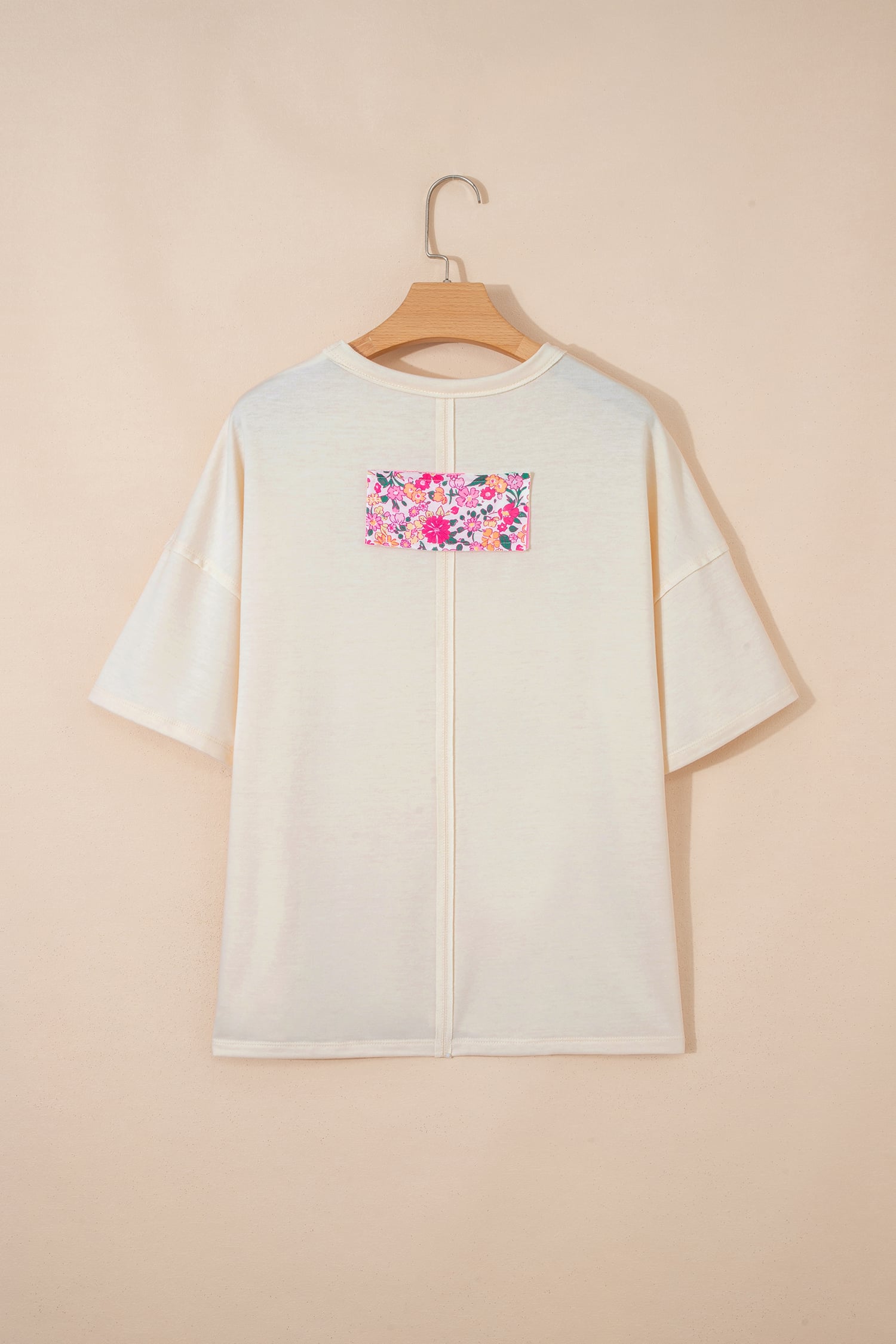 Jet Stream Floral Patched Raw Seam Big Flower Oversize Tee