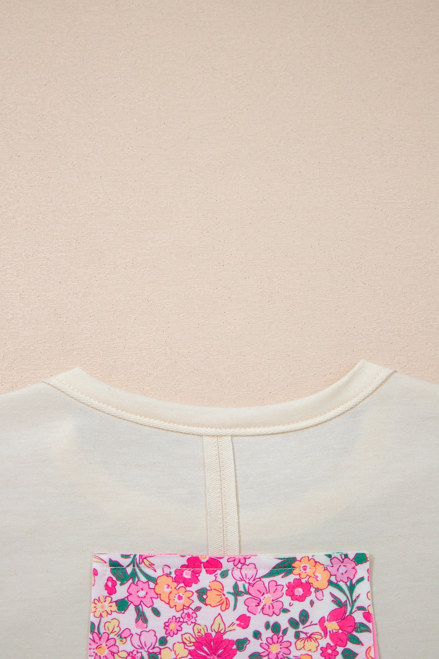 Jet Stream Floral Patched Raw Seam Big Flower Oversize Tee
