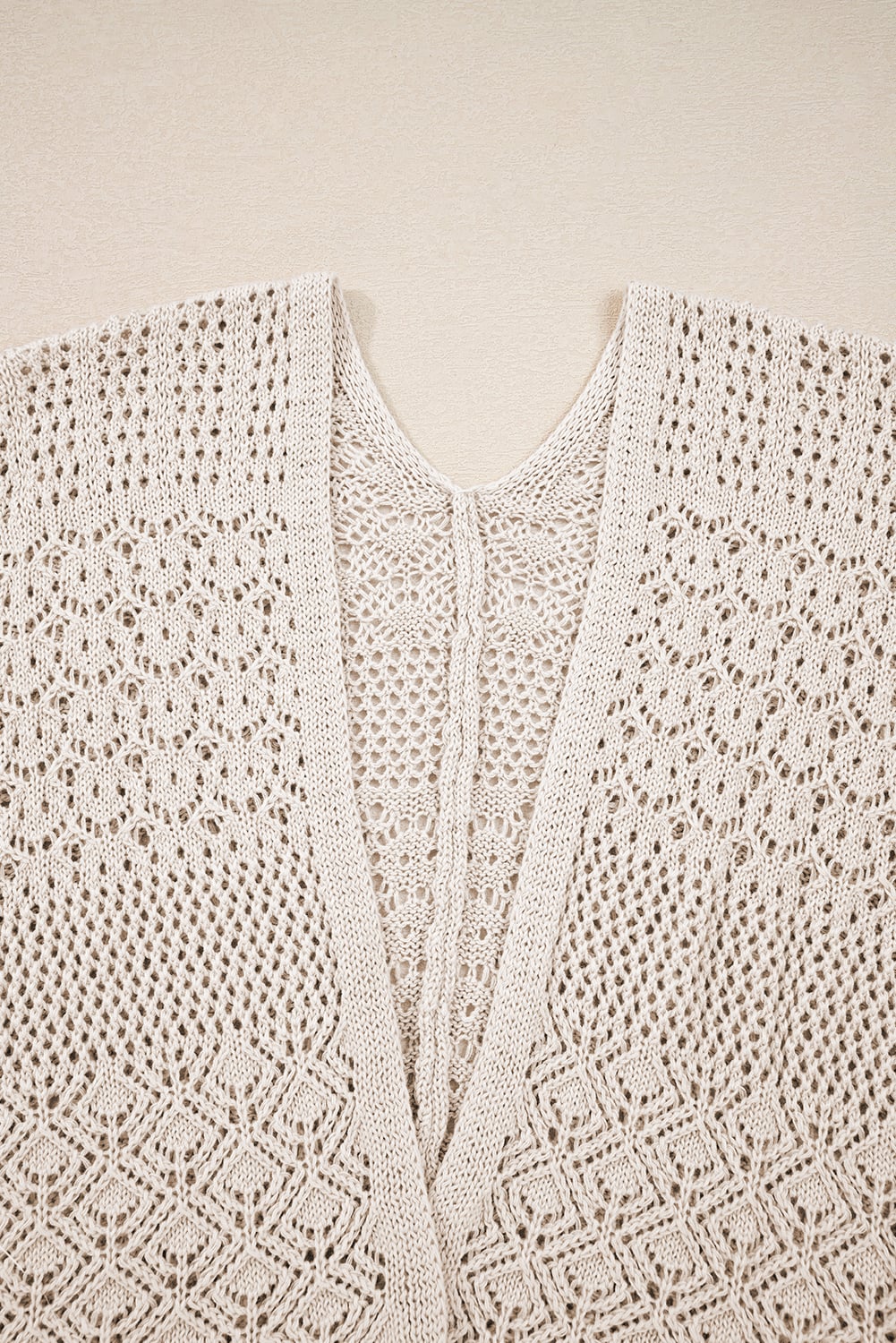 Jet Stream Mix Pattern Hollowed Knit Open Front Cardigan