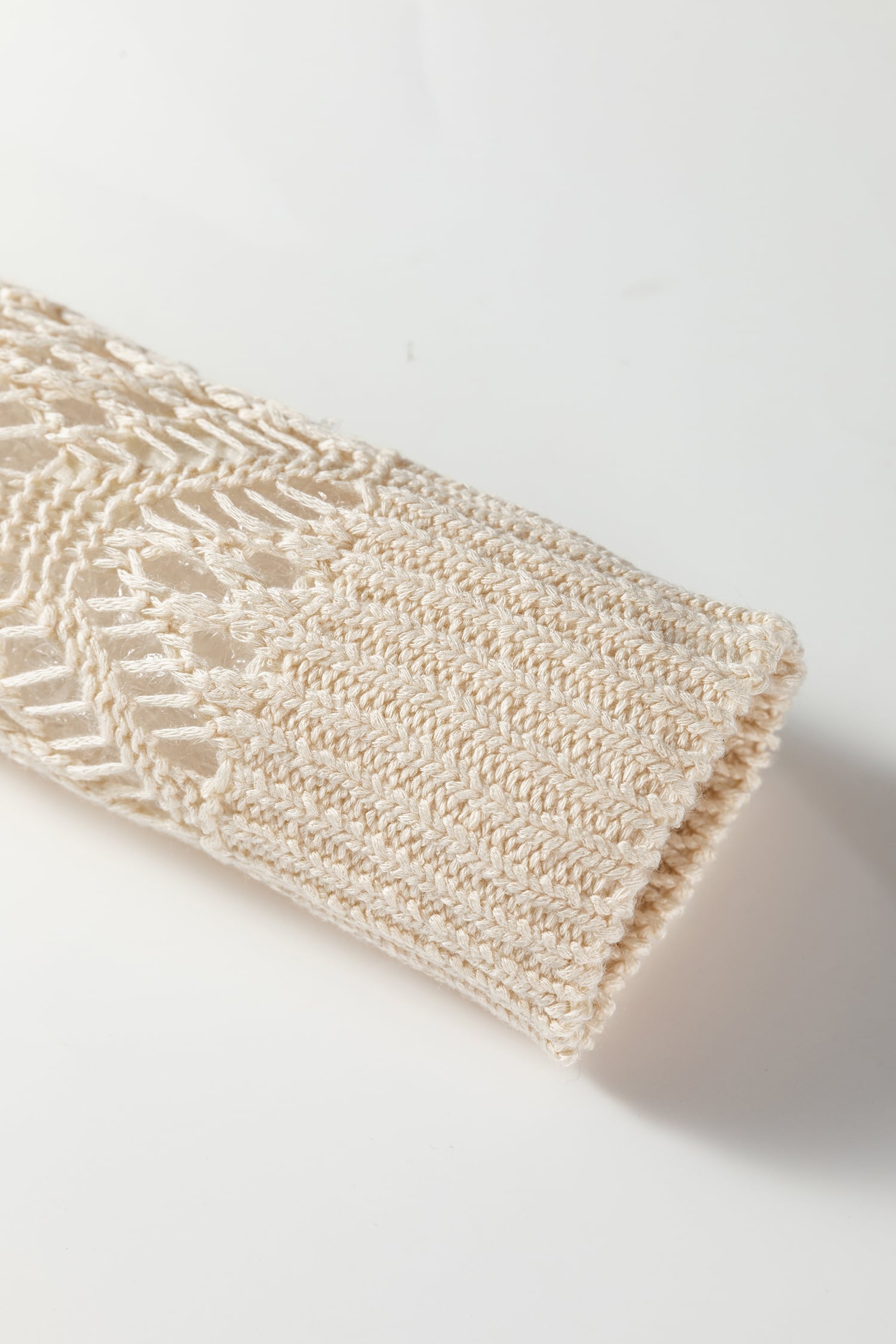 Jet Stream Solid V Neck Pointelle Knit Sleeve Patchwork Sweater