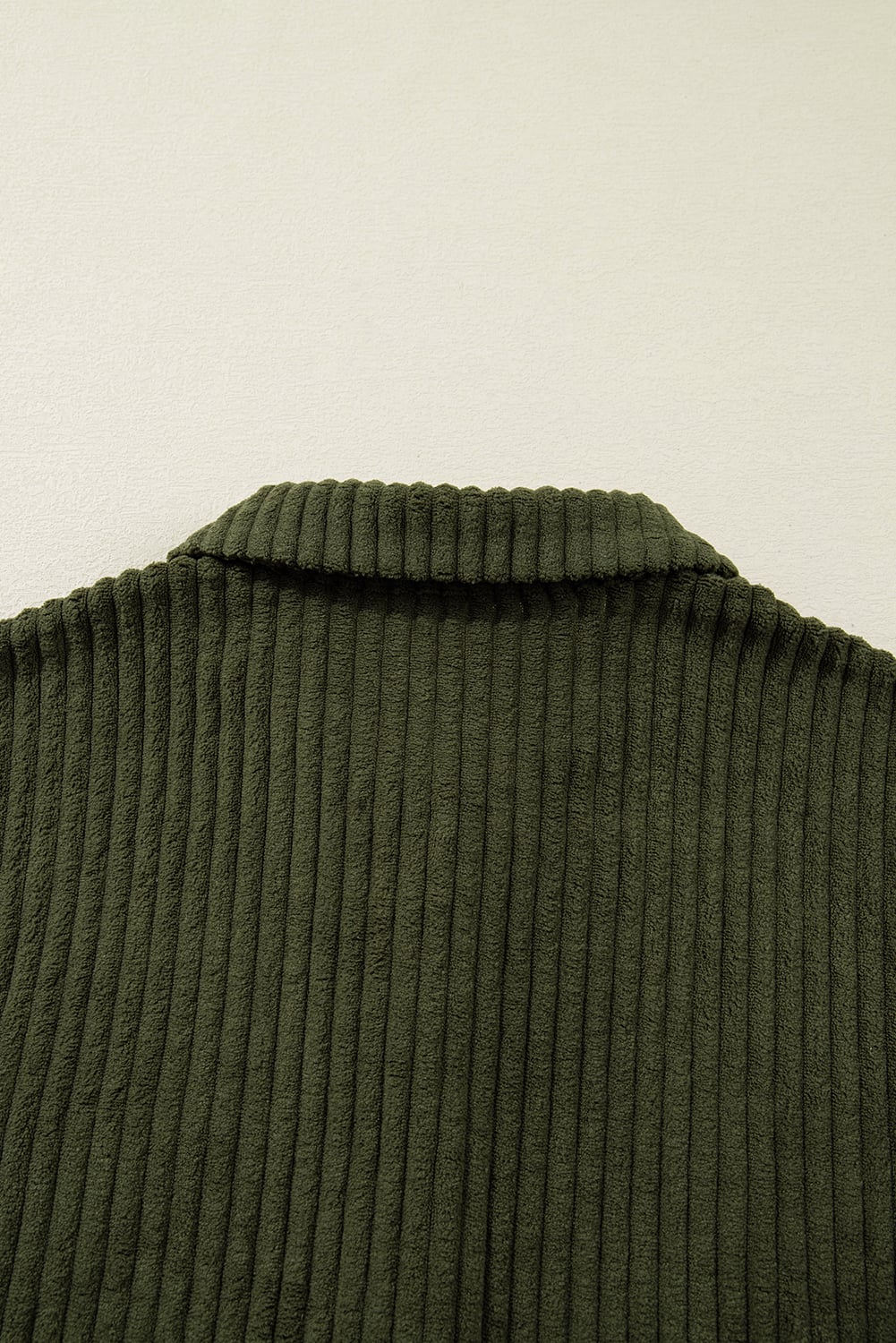 Jungle Green Ribbed Fleece Plaid Print Patchwork Button Up Jacket
