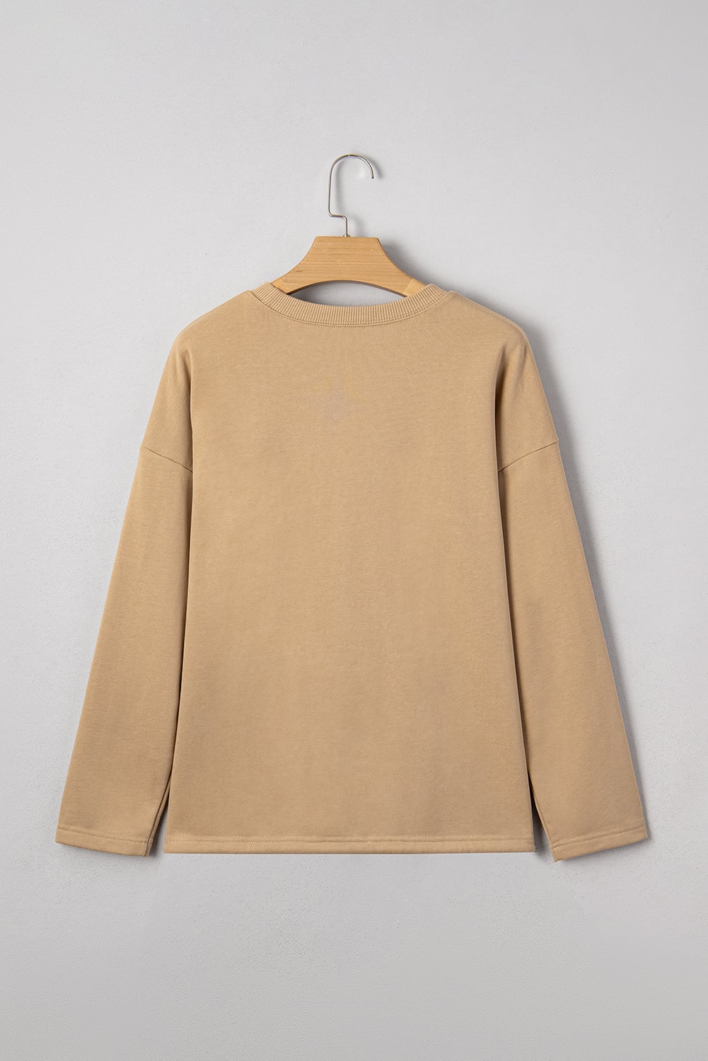 Khaki 88 Number Graphic Drawstring Hemline Oversize Long Sleeve Top
