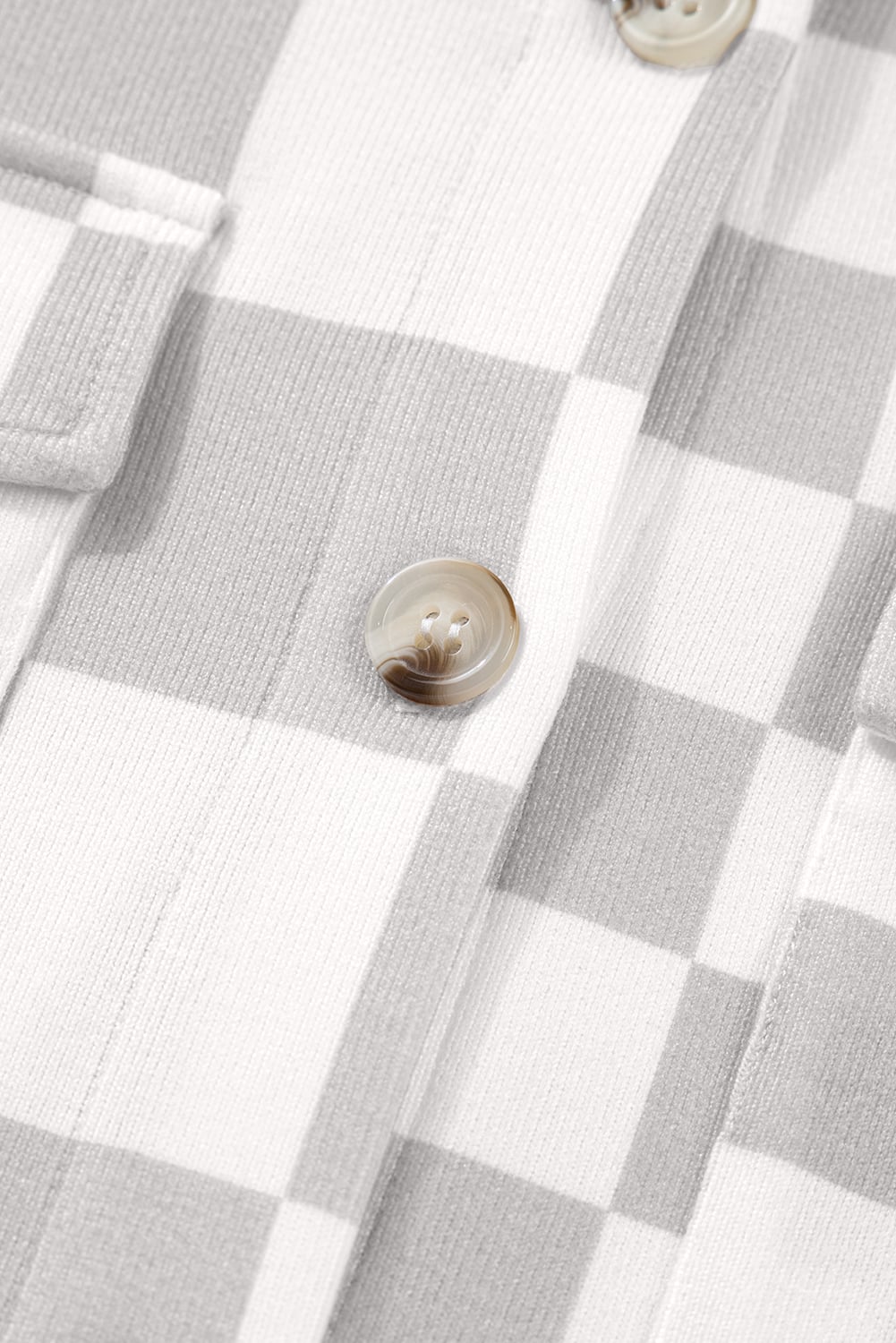 Khaki Plus Size Checkered Buttoned Down Casual Western Jacket