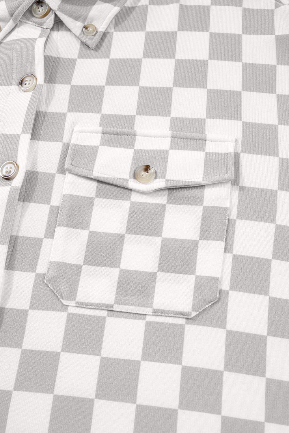 Khaki Plus Size Checkered Buttoned Down Casual Western Jacket