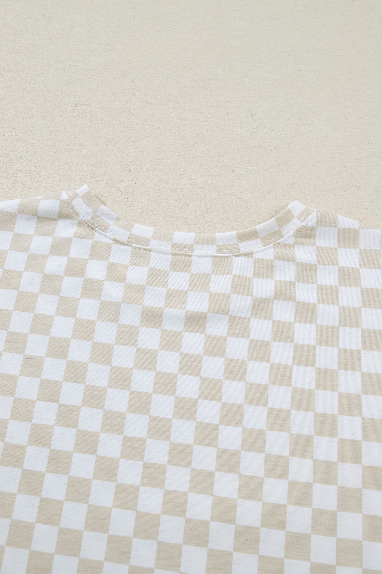 Khaki Checkered Print Half Sleeve Tee 2pcs Lounge Pant Set