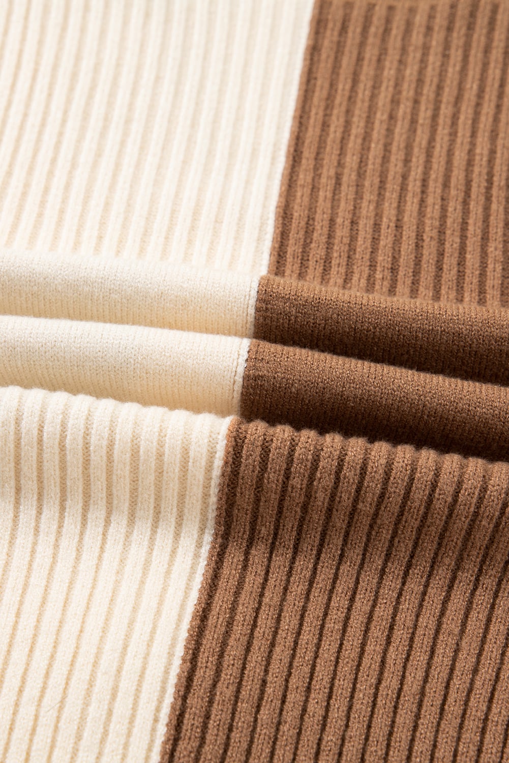 Khaki Checkered Ribbed Texture Knit Plus Size Cardigan Sweater