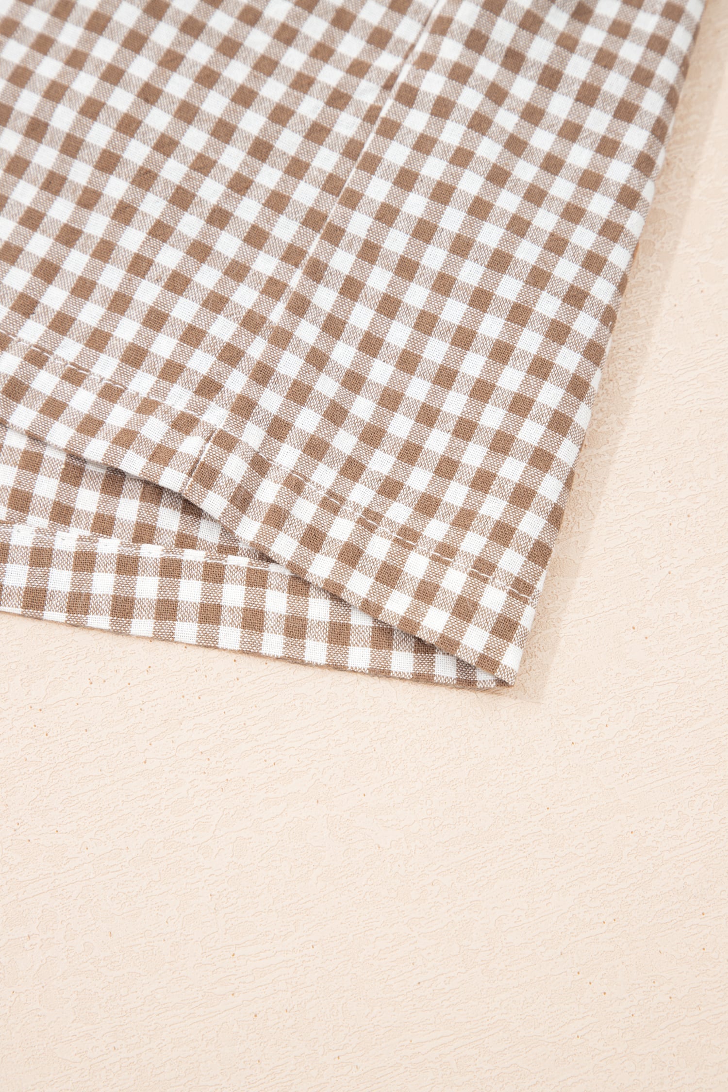 Khaki Contrast Trim Plaid Print Plus Size Shorts