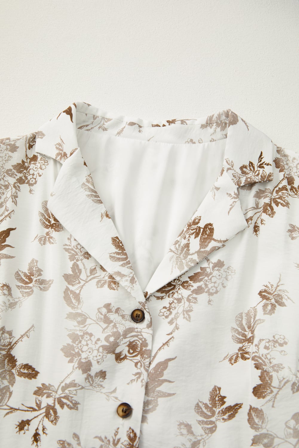 Khaki Floral Puff Sleeve V Neck Buttoned Front Maxi Dress