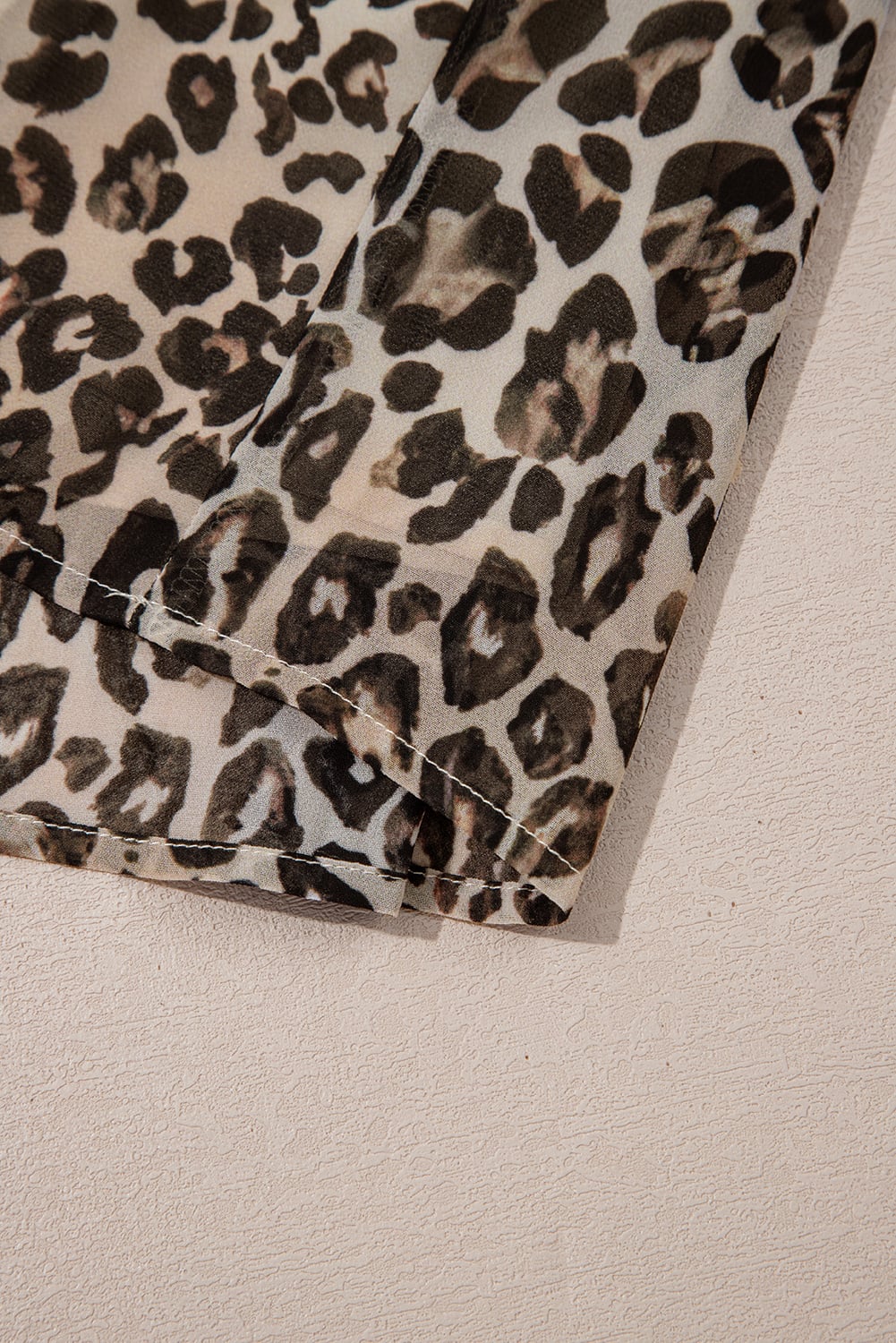 Khaki Leopard 3/4 Sleeve V Neck Swing Dress