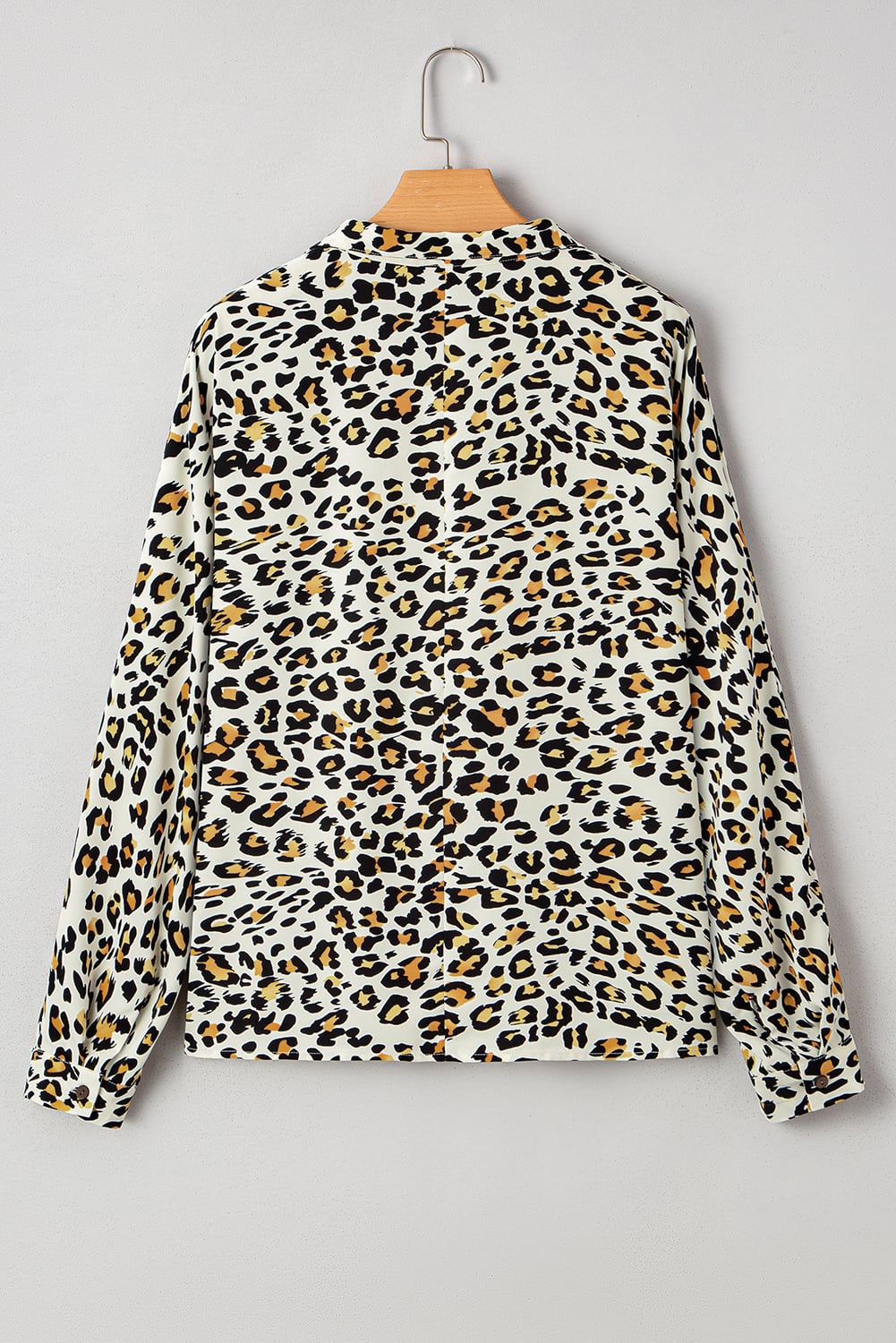 Khaki Leopard Print Contrast Striped V Neck Blouse