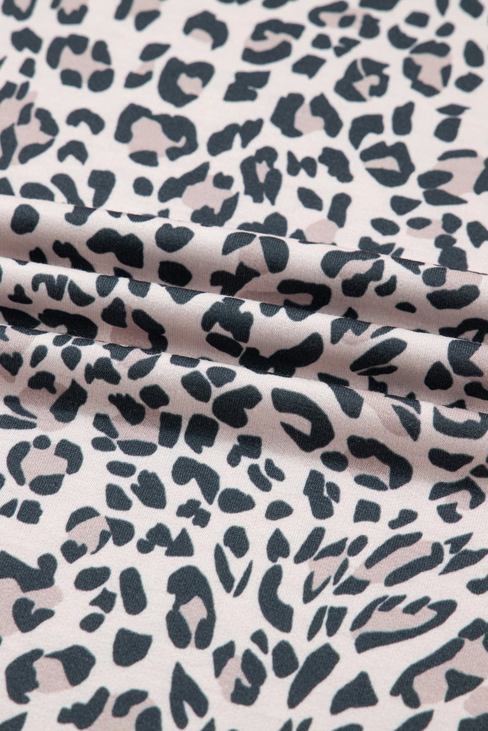 Khaki Leopard Print Contrast V Neck Varsity Stripe Detail Long Sleeve Top