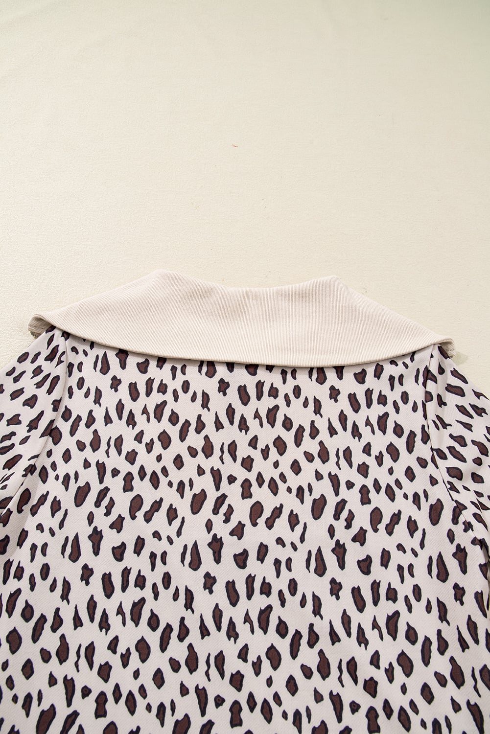 Khaki Leopard Print Zip up Collar Patchwork Shift Mini Dress
