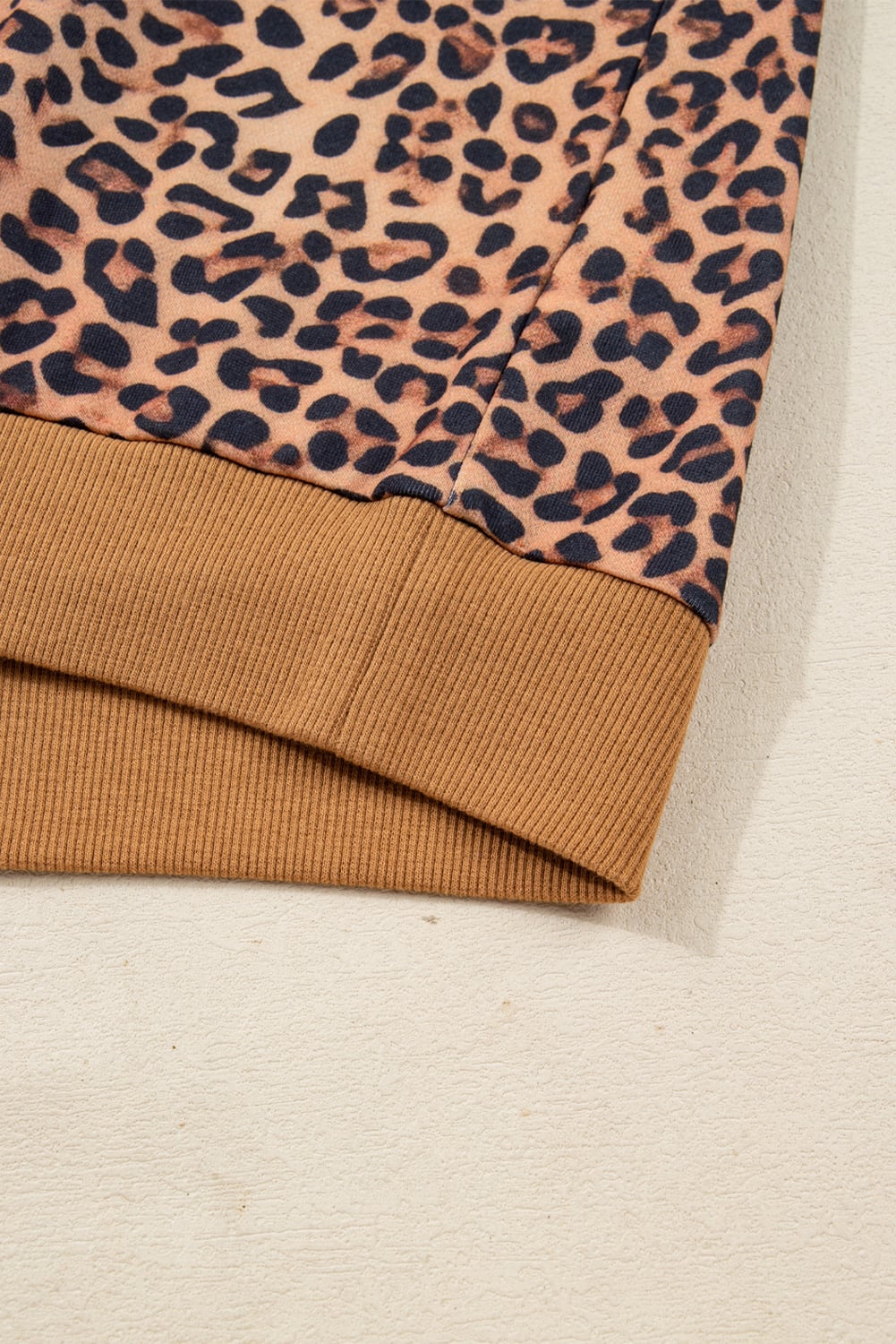 Khaki Leopard Pullover and Pants 2pcs Outfit with Bow Embroidery