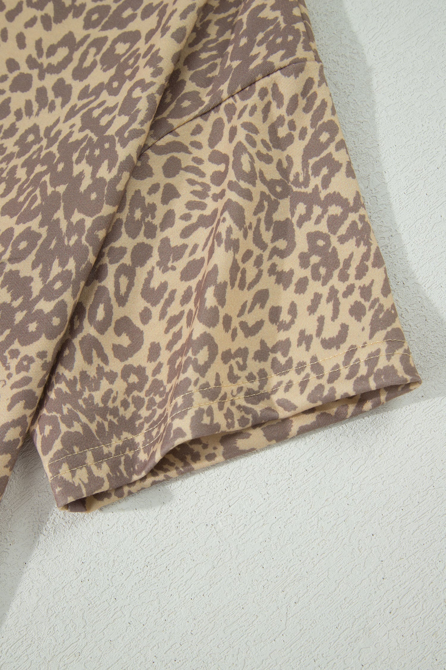 Khaki Leopard Retro Studded Star Patch Loose Tee