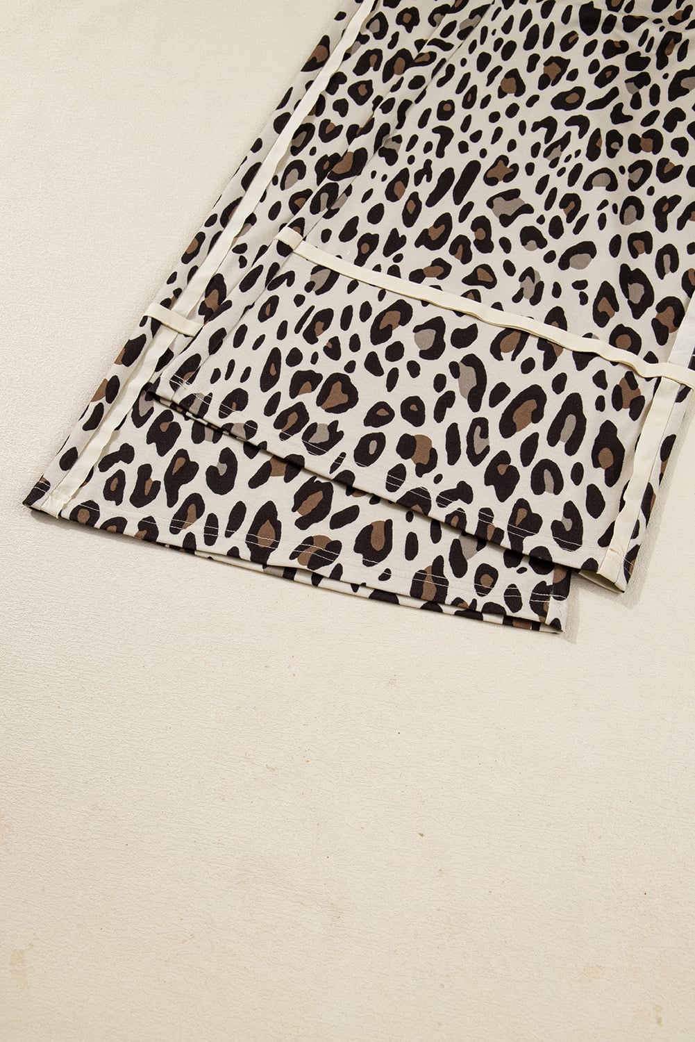 Khaki Leopard Wide Leg Cropped Pants