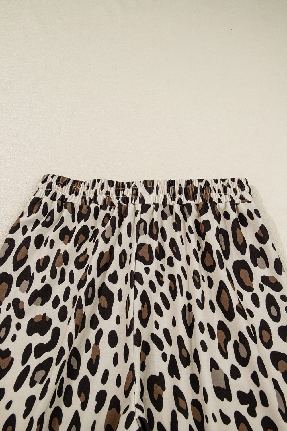 Khaki Leopard Wide Leg Cropped Pants