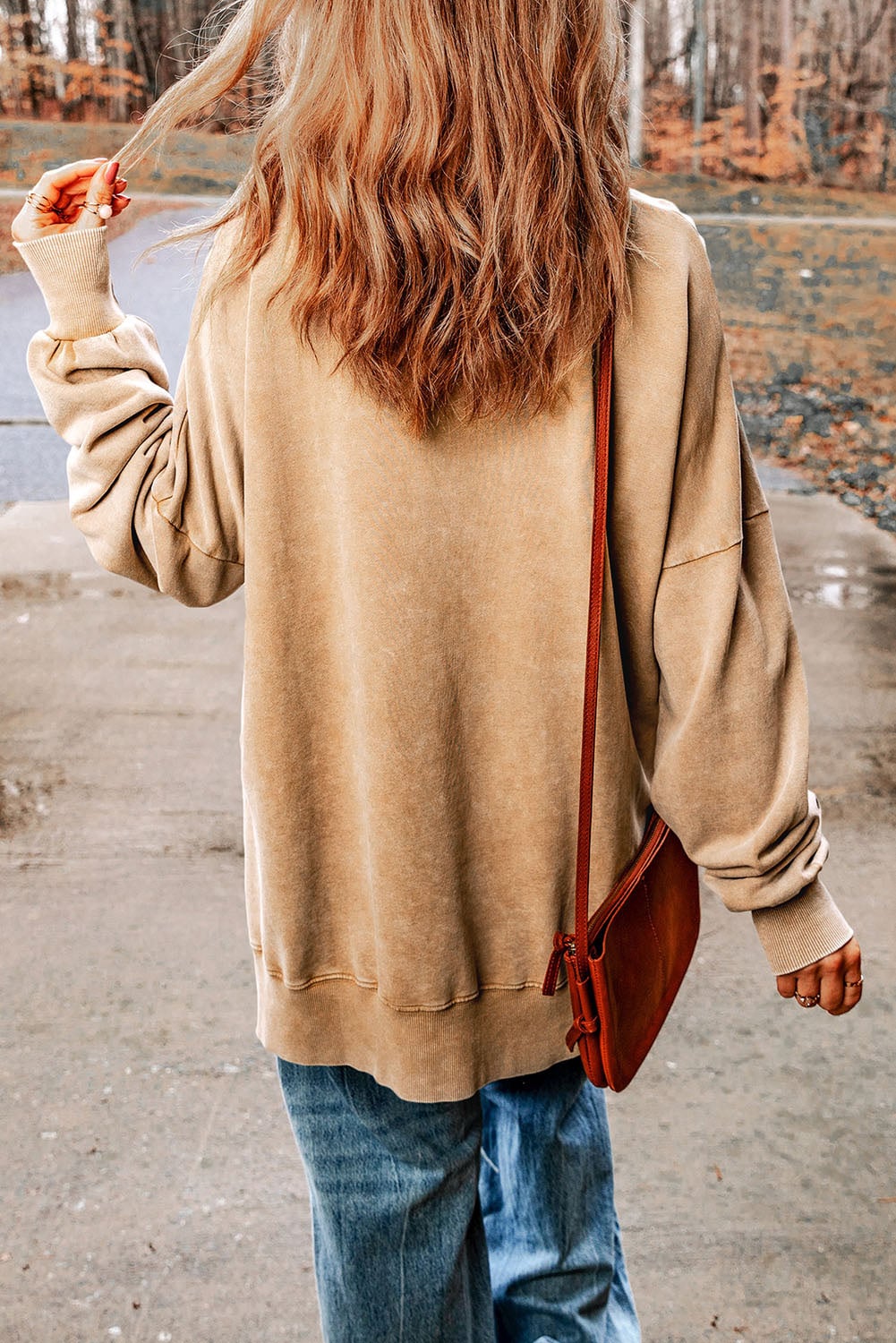 Khaki Loose Leopard Rugby Football GAME DAY Graphic Sweatshirt