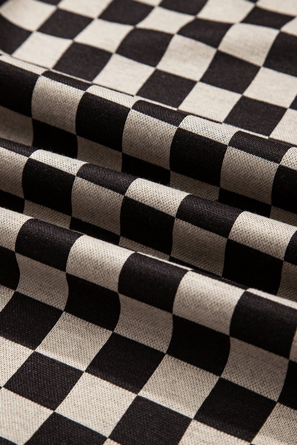 Khaki Mixed Checkered Pattern Patchwork High Low Casual Top