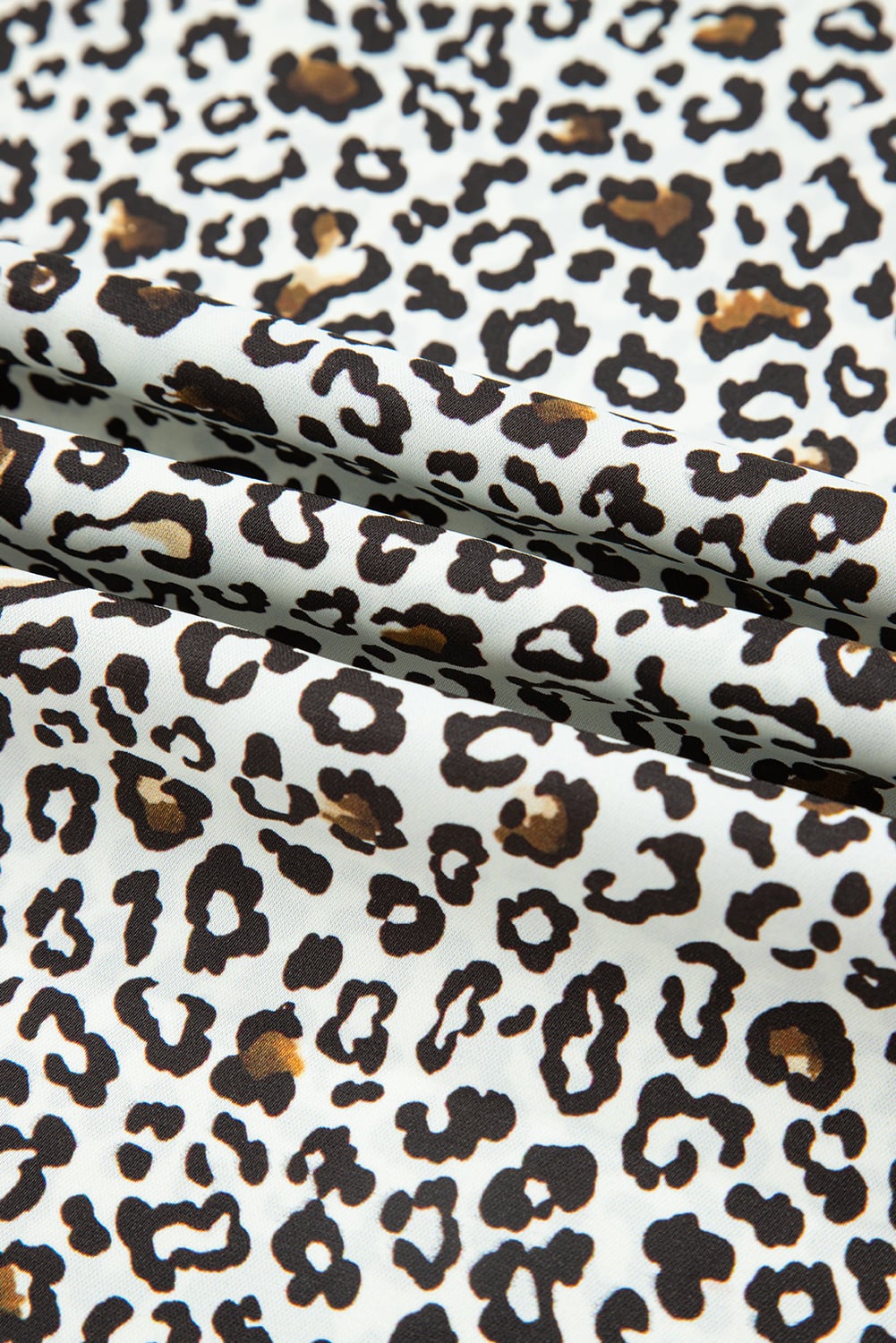 Khaki Plus Size Button V Neck Leopard Print Puff Sleeve Loose Mini Dress