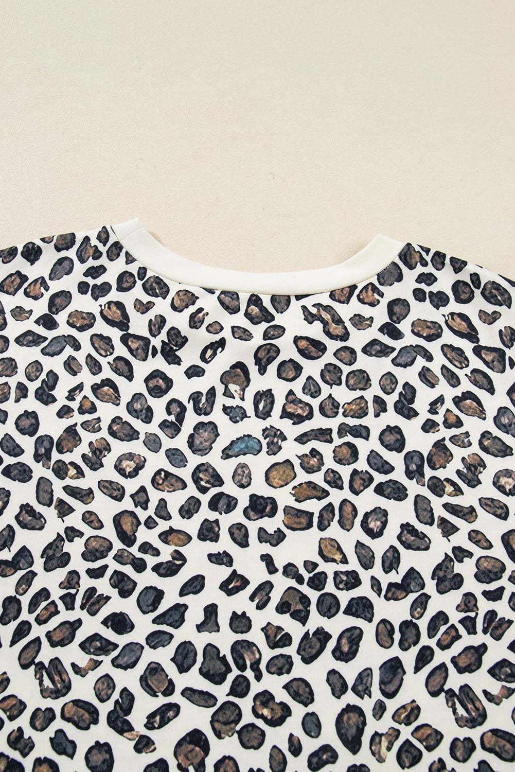Khaki Plus Size Leopard Loose Pullover Casual Shorts 2pcs Outfit