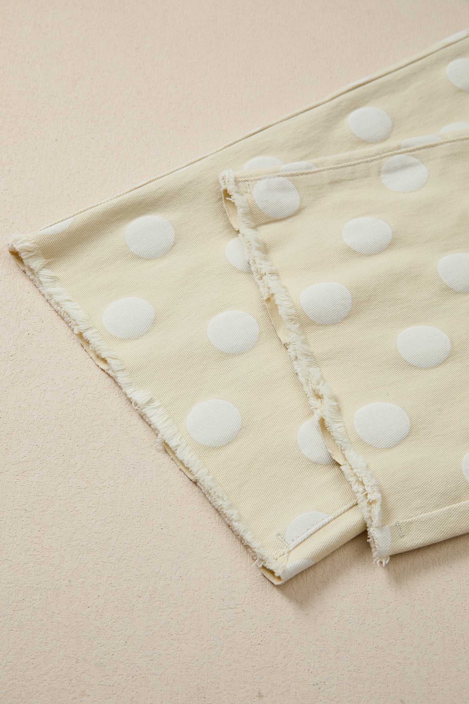 Khaki Polka Dot Print Raw Hem Shift Jeans