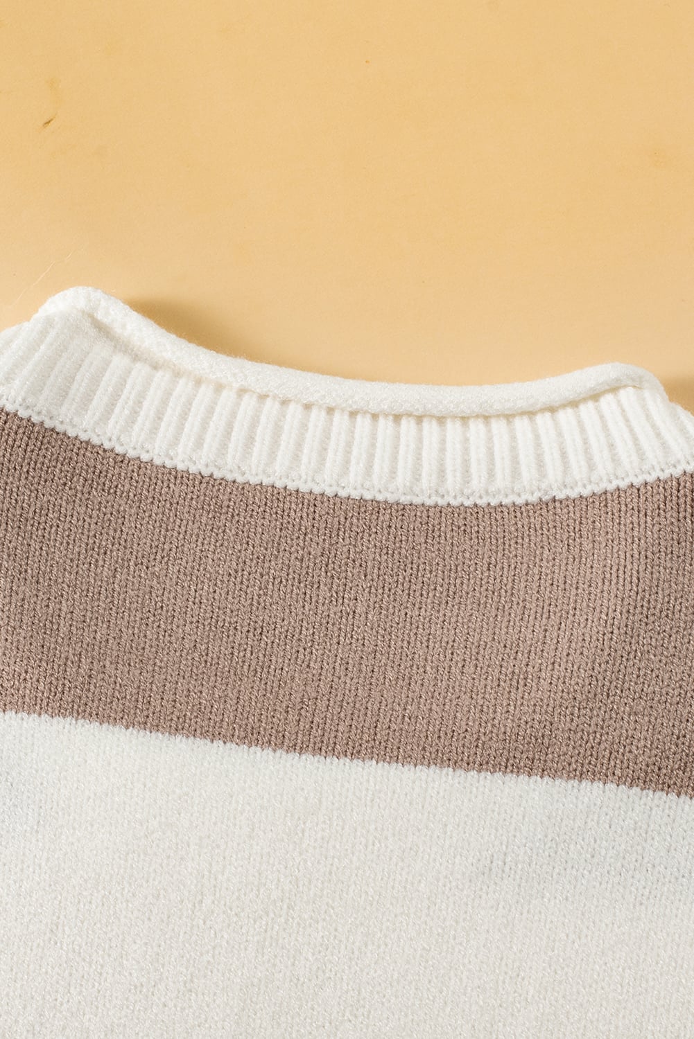 Khaki Stripe Dropped Short Sleeve Lightweight Knitted Top