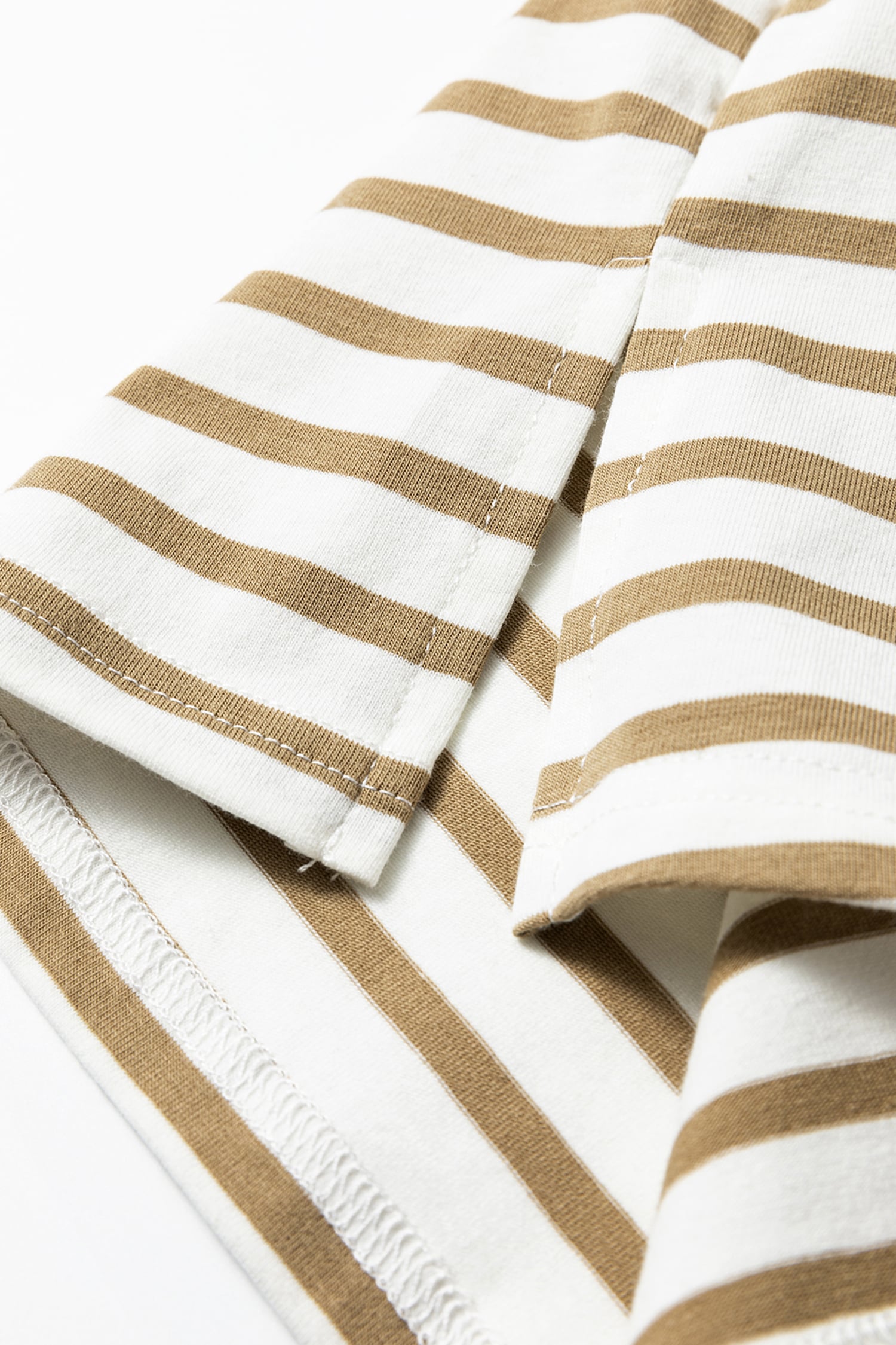 Khaki Stripe Leopard Patchwork Round Neck Loose T Shirt