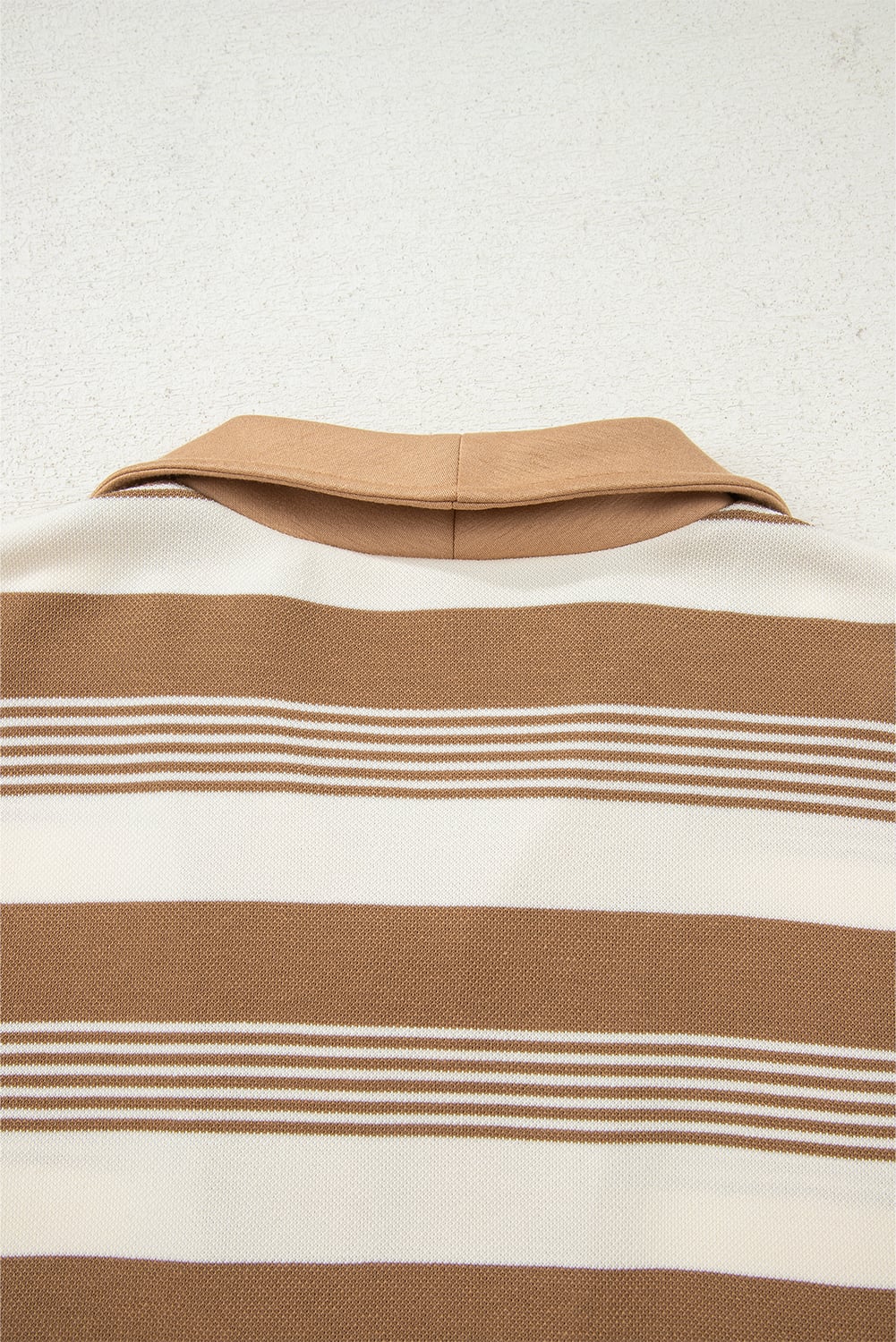 Khaki Stripe Zip Collar Patchwork Vintage Fashion Sweatshirt