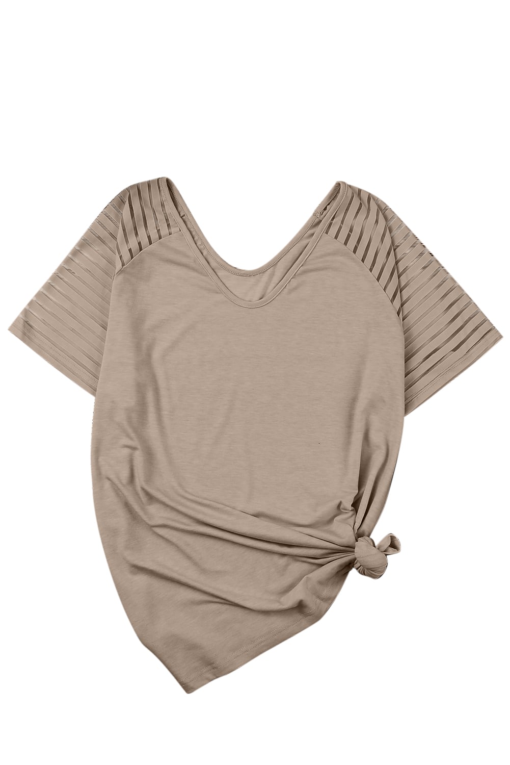 Khaki Striped Raglan Sleeve Plus Size Tee