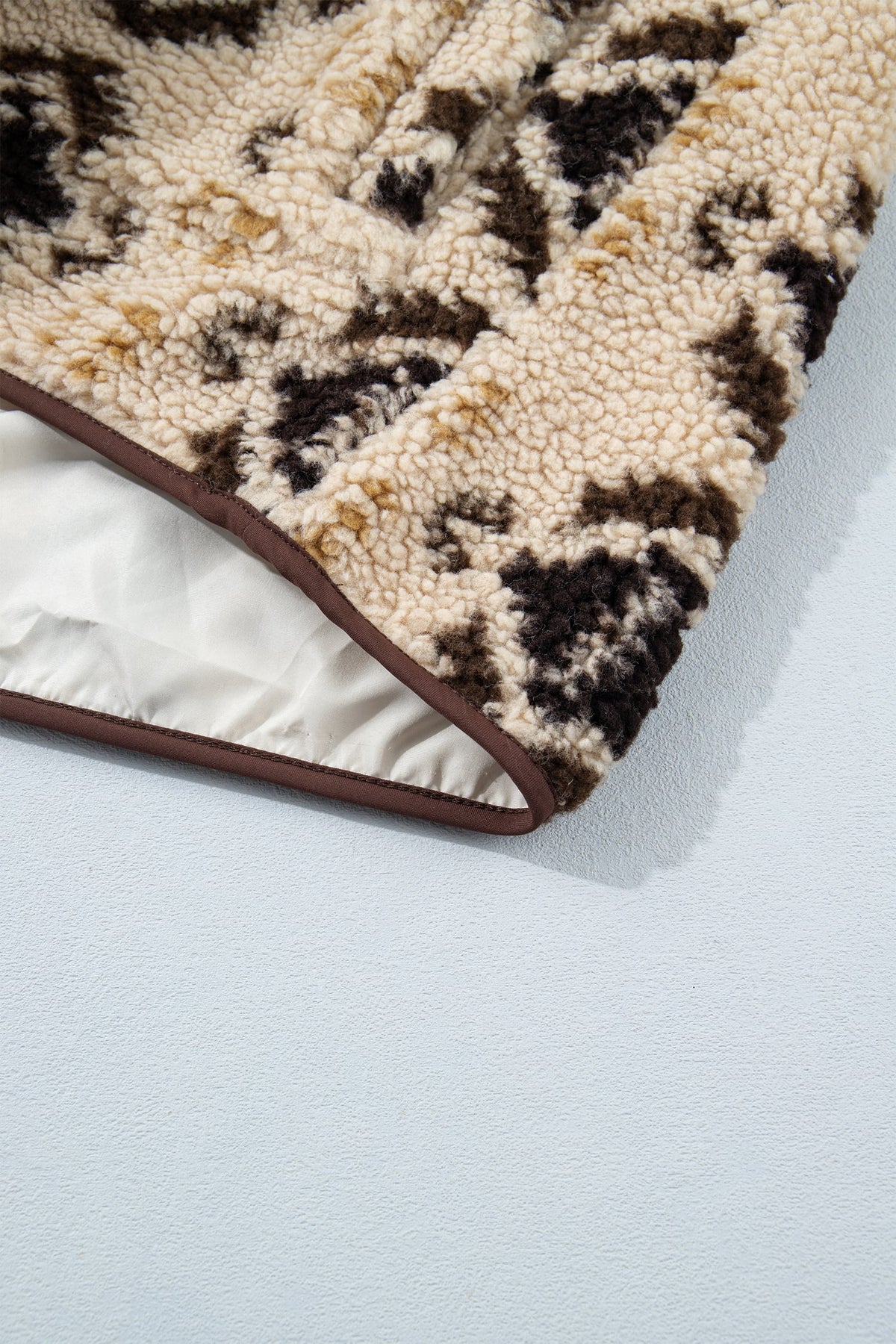 Khaki Western Print Geometric Fleece Pullover Sweatshirt