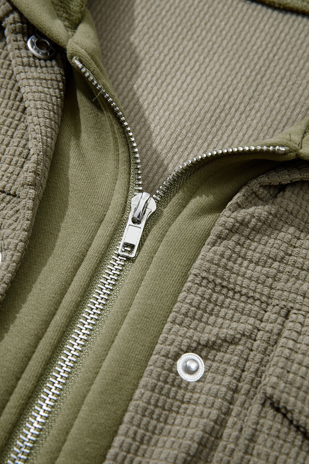 Laurel Green 2 in 1 Thermal Knit Textured Hooded Jacket