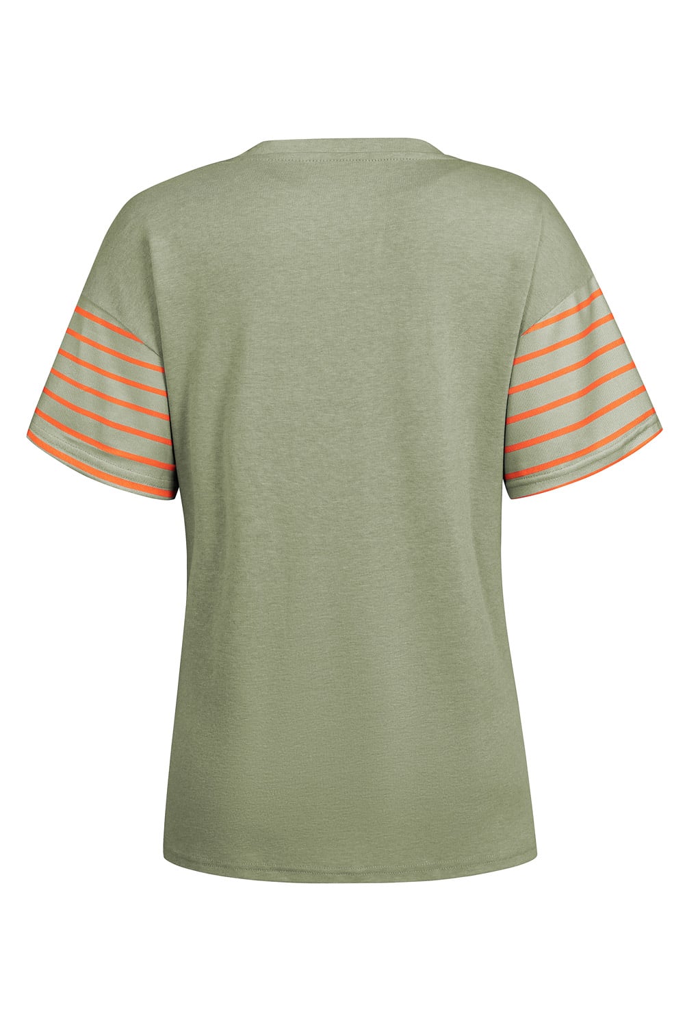 Laurel Green Color Block Striped Detail Loose T Shirt