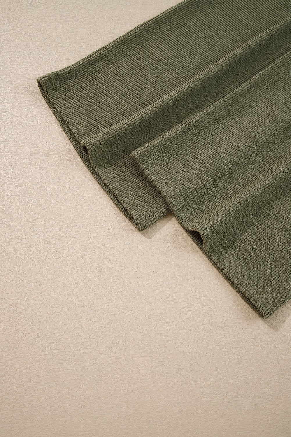Laurel Green Solid Color Knit Loose Straight Leg Casual Overall Jumpsuit
