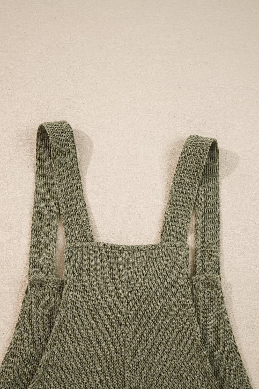 Laurel Green Solid Color Knit Loose Straight Leg Casual Overall Jumpsuit