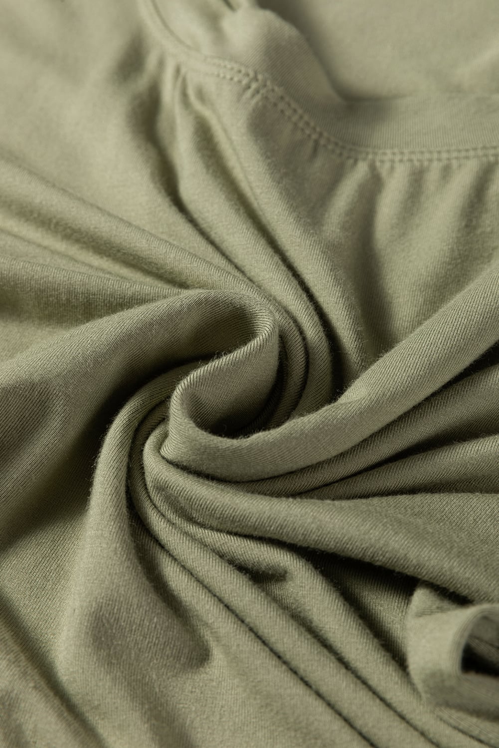 Laurel Green Solid Color Long Sleeve Fitted Top