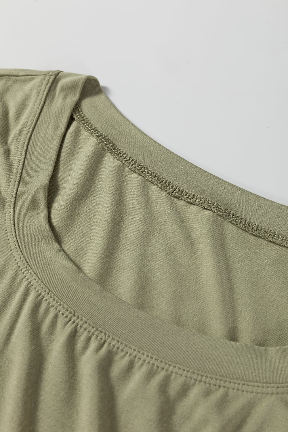 Laurel Green Solid Color Long Sleeve Fitted Top