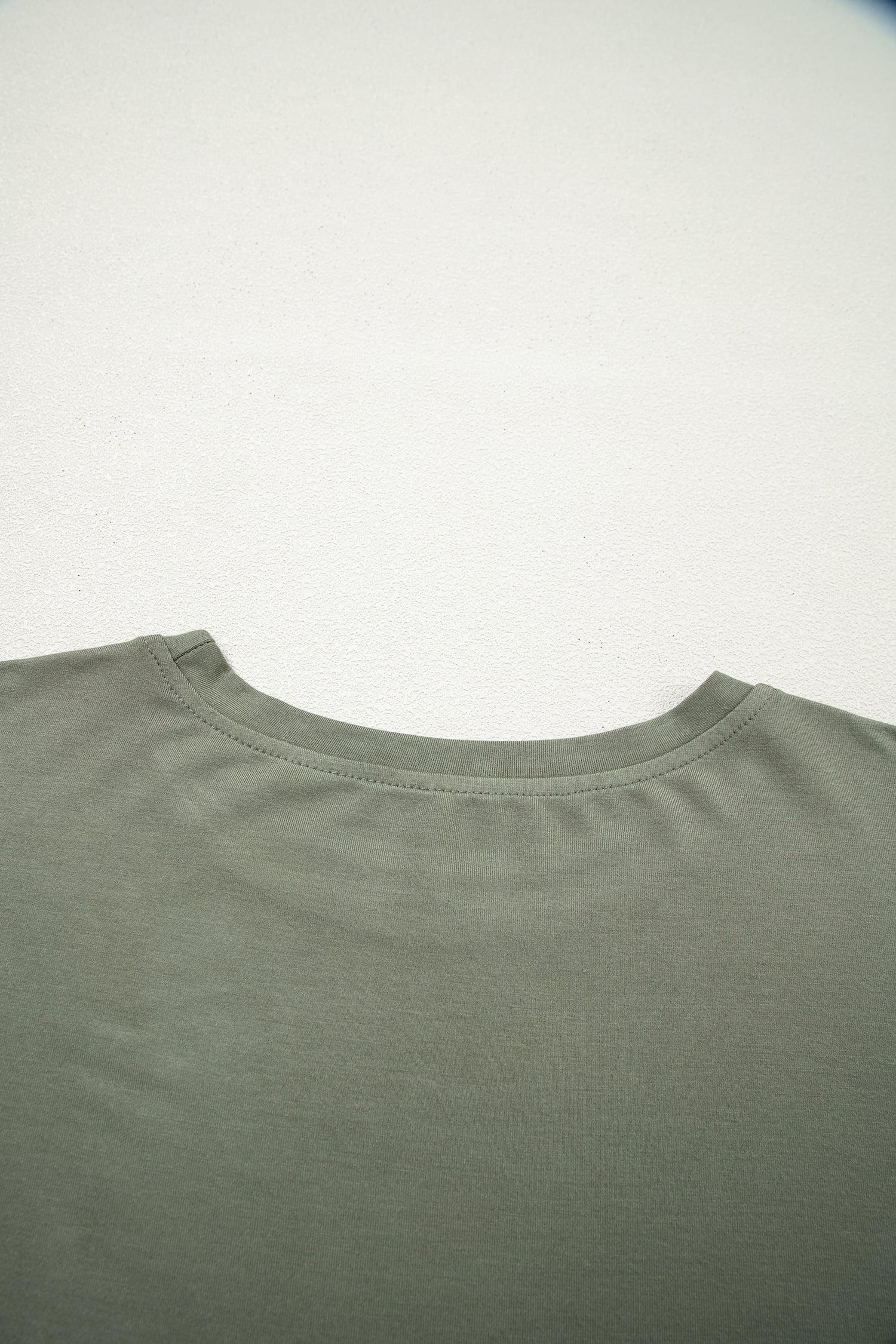 Laurel Green Solid Color Oversize Tee Tie Wrap Mini Skort 2pcs Set