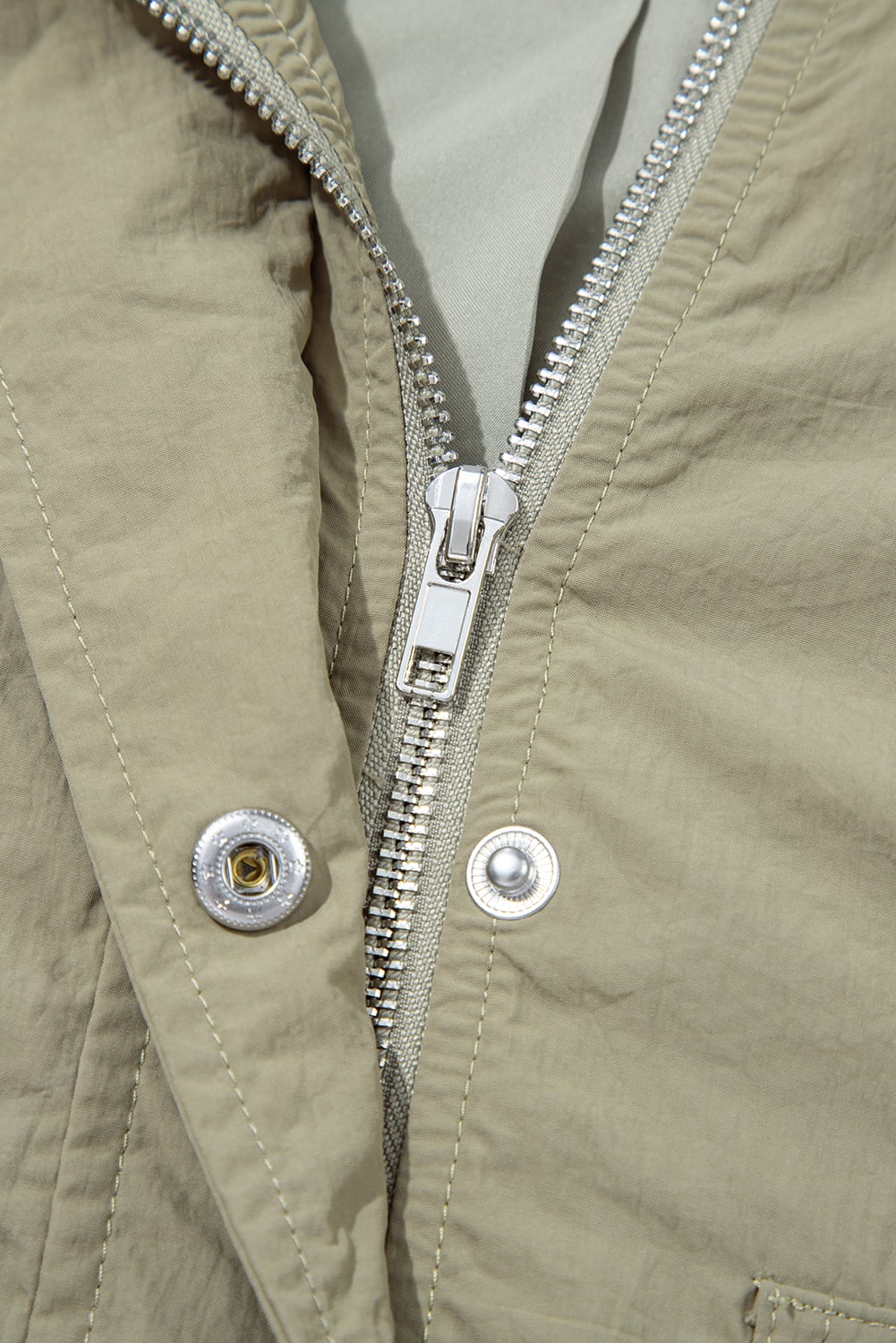 Laurel Green Zipped Pocket Cropped Hooded Utility Jacket