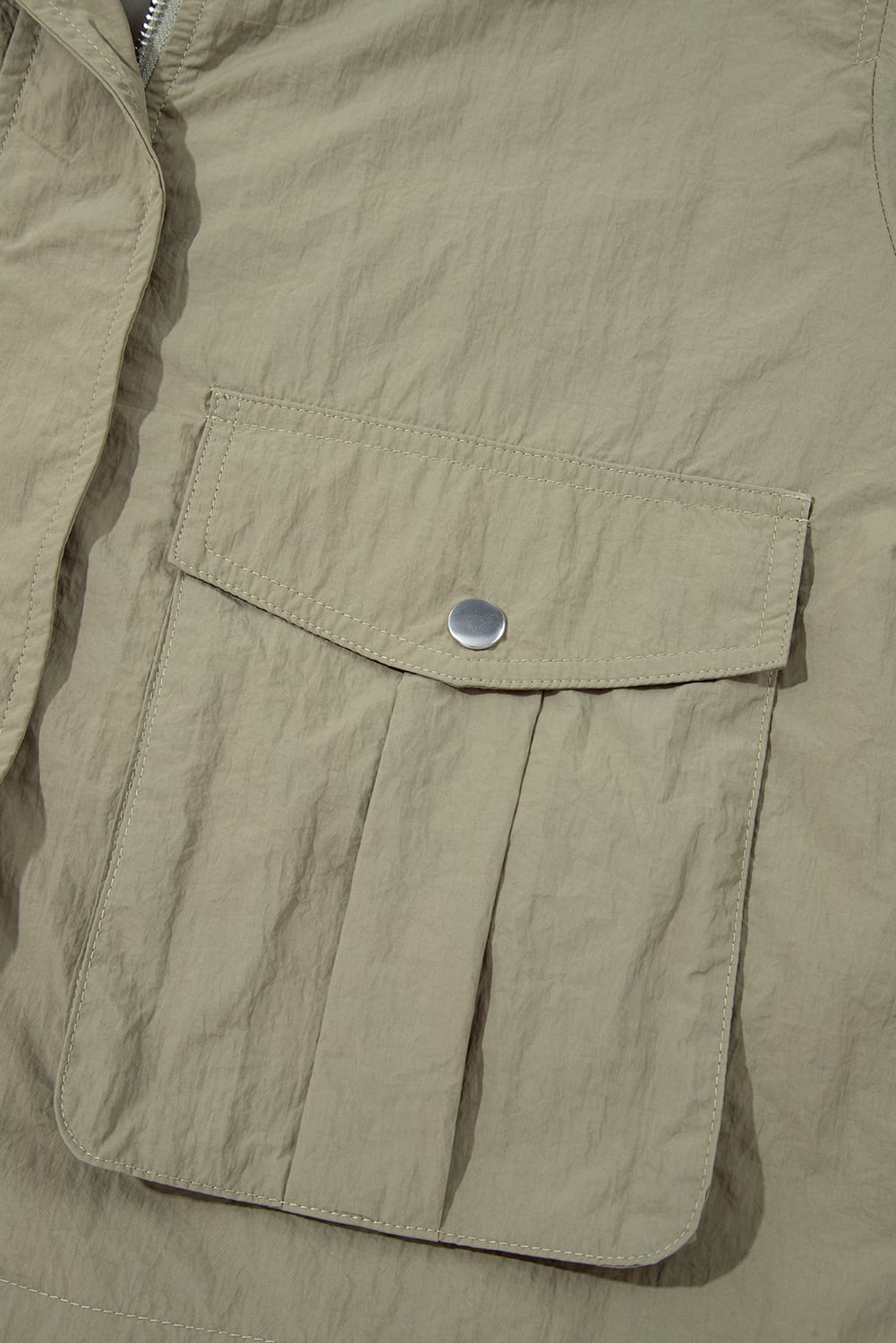 Laurel Green Zipped Pocket Cropped Hooded Utility Jacket