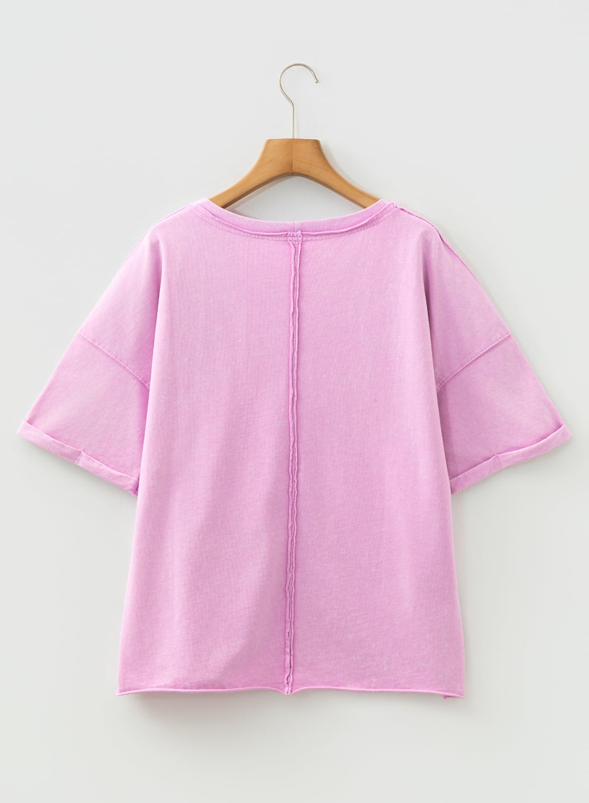 Lavendula Mineral Wash Drop Shoulder Raw Edge Loose Tee
