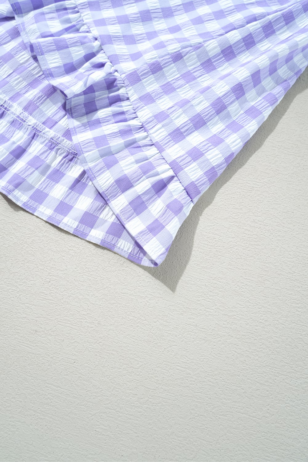 Lavendula Plaid Ruffle Wide Short Sleeve Babydoll Mini Dress
