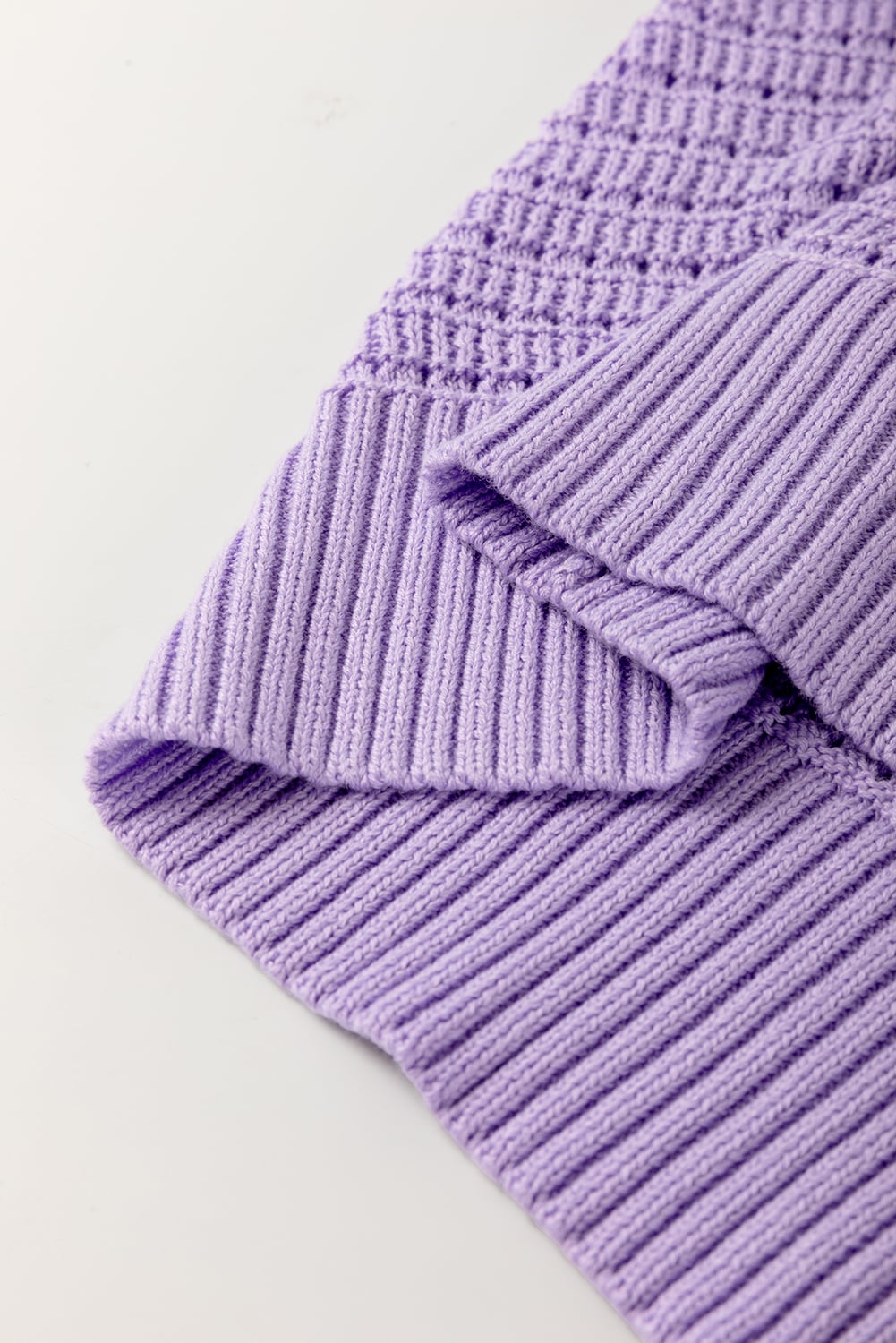 Lavendula Pointelle knit Ribbed Trim Short Sleeve Sweater