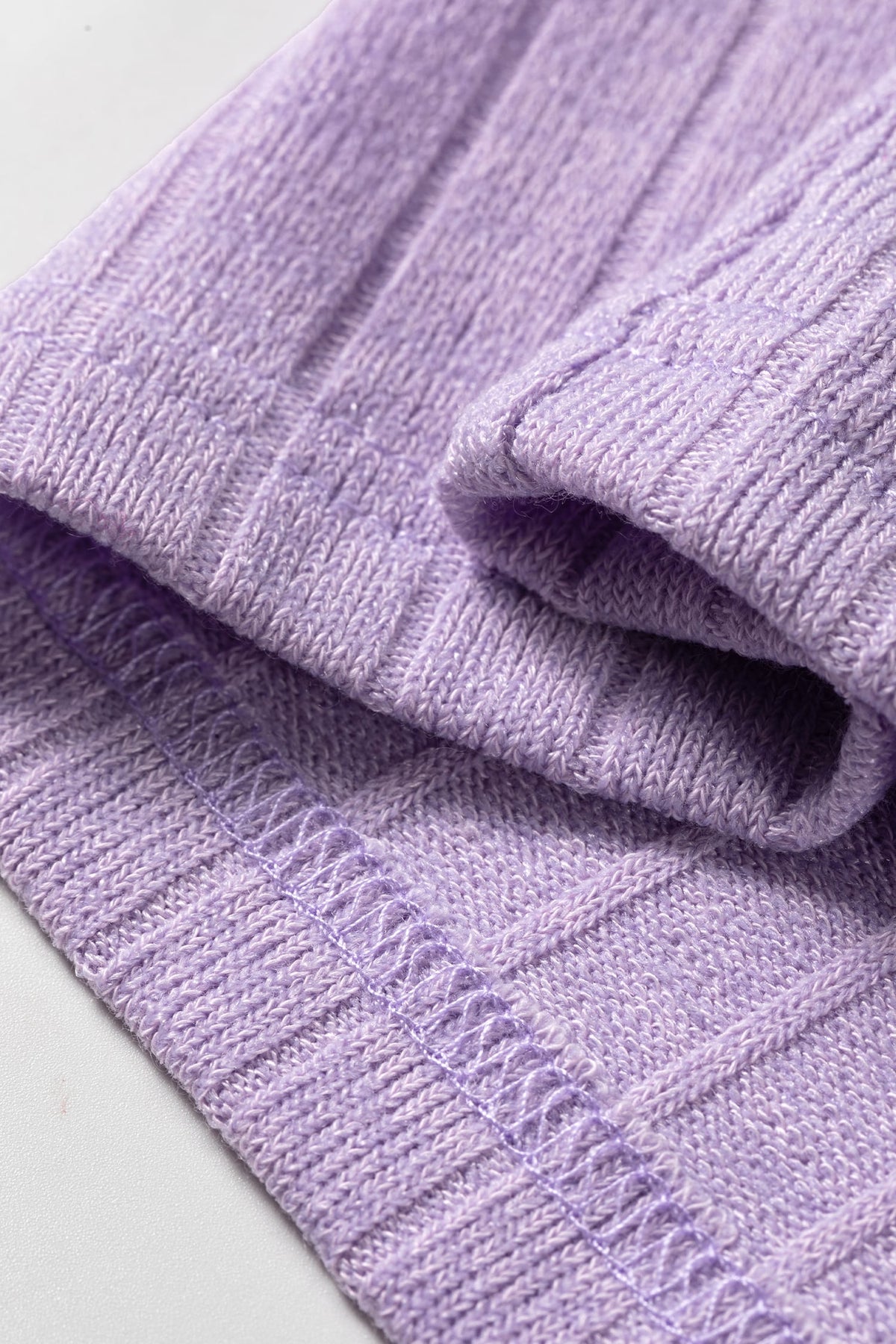 Lavendula Solid Color Ribbed Texture Long Sleeve Round Neck Casual Top