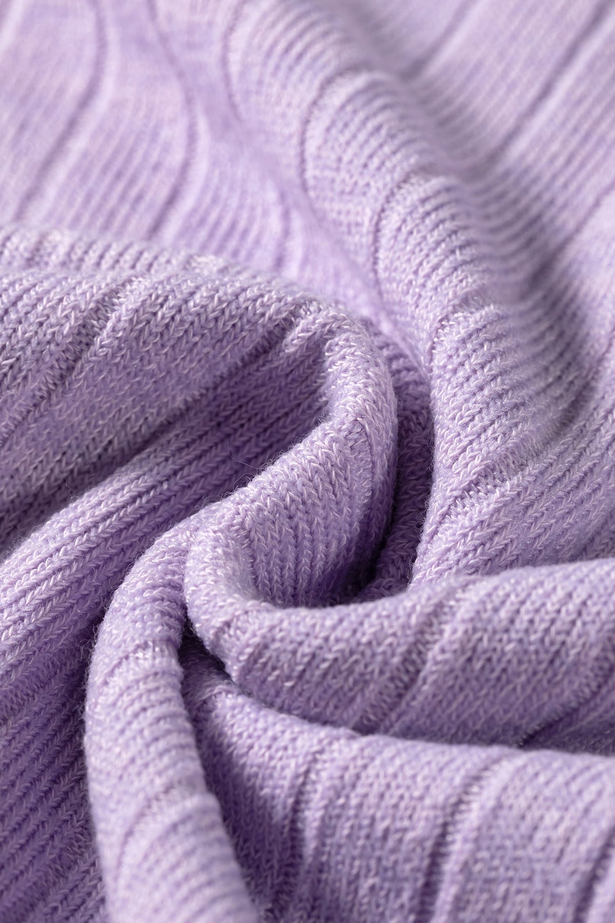 Lavendula Solid Color Ribbed Texture Long Sleeve Round Neck Casual Top