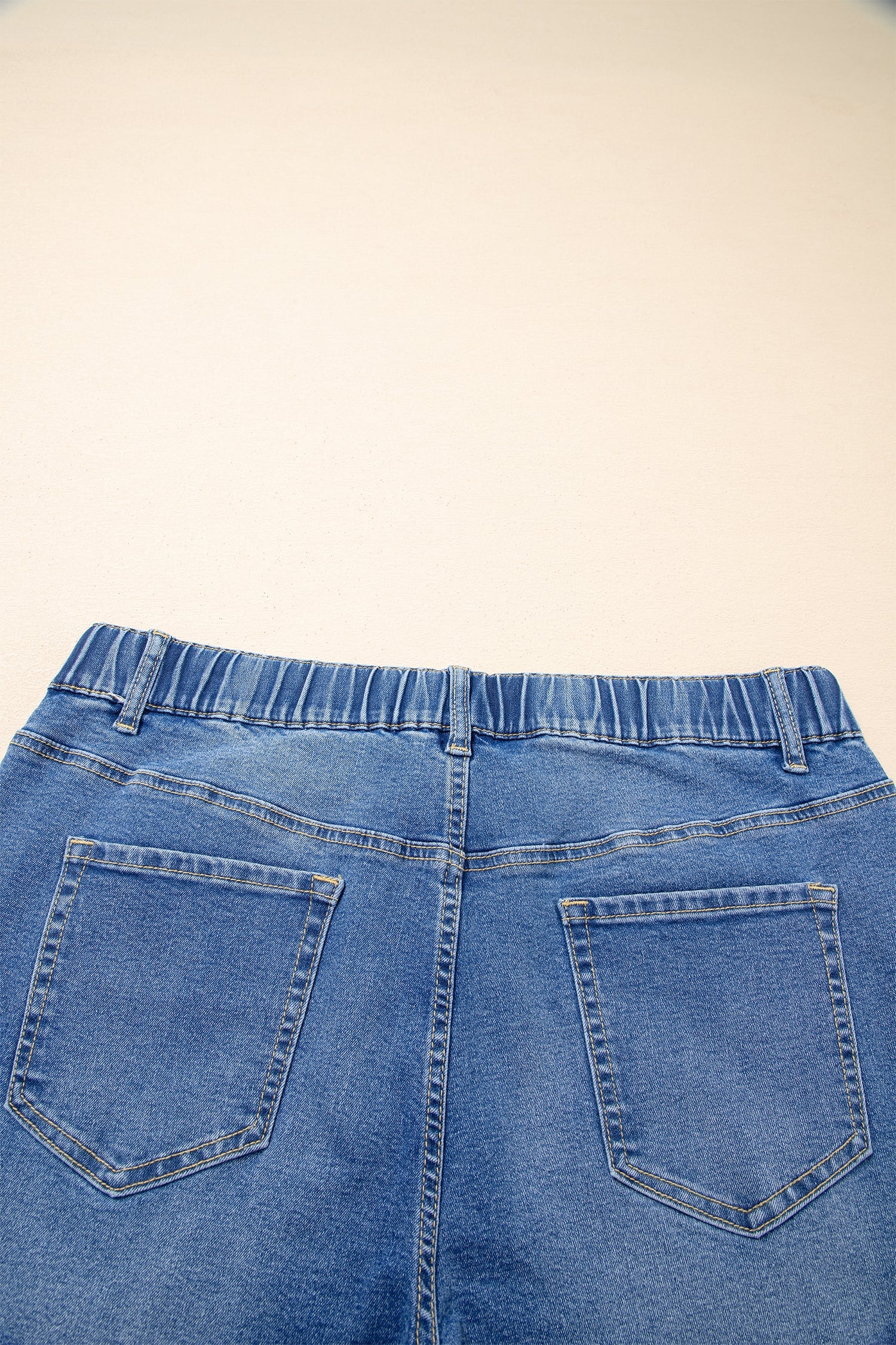 Light Blue Acid Wash Contrast Lace-up Plus Size Jeans